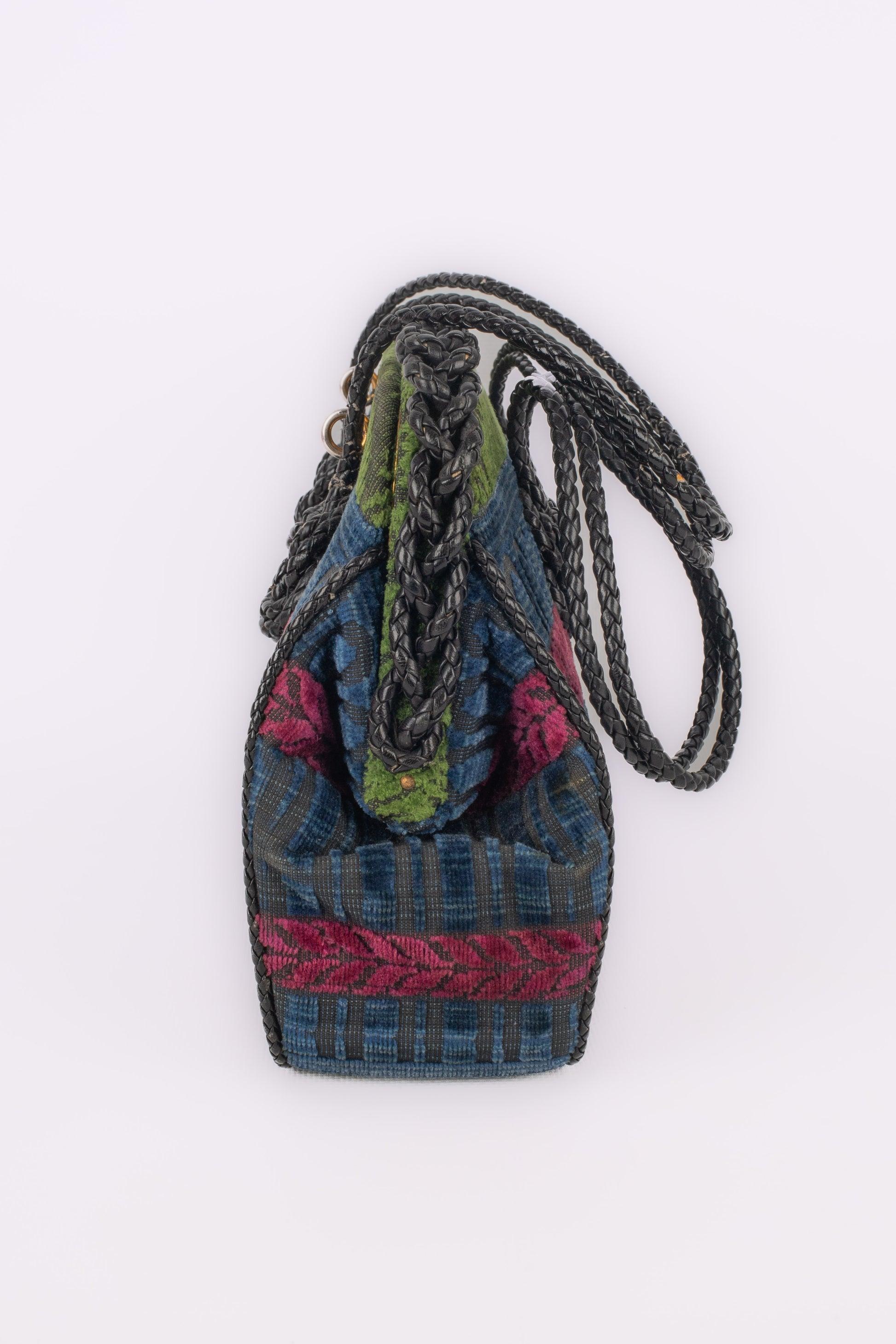 Women's Roberta Di Camerino Green, Pink & Blue Velvet Handbag For Sale