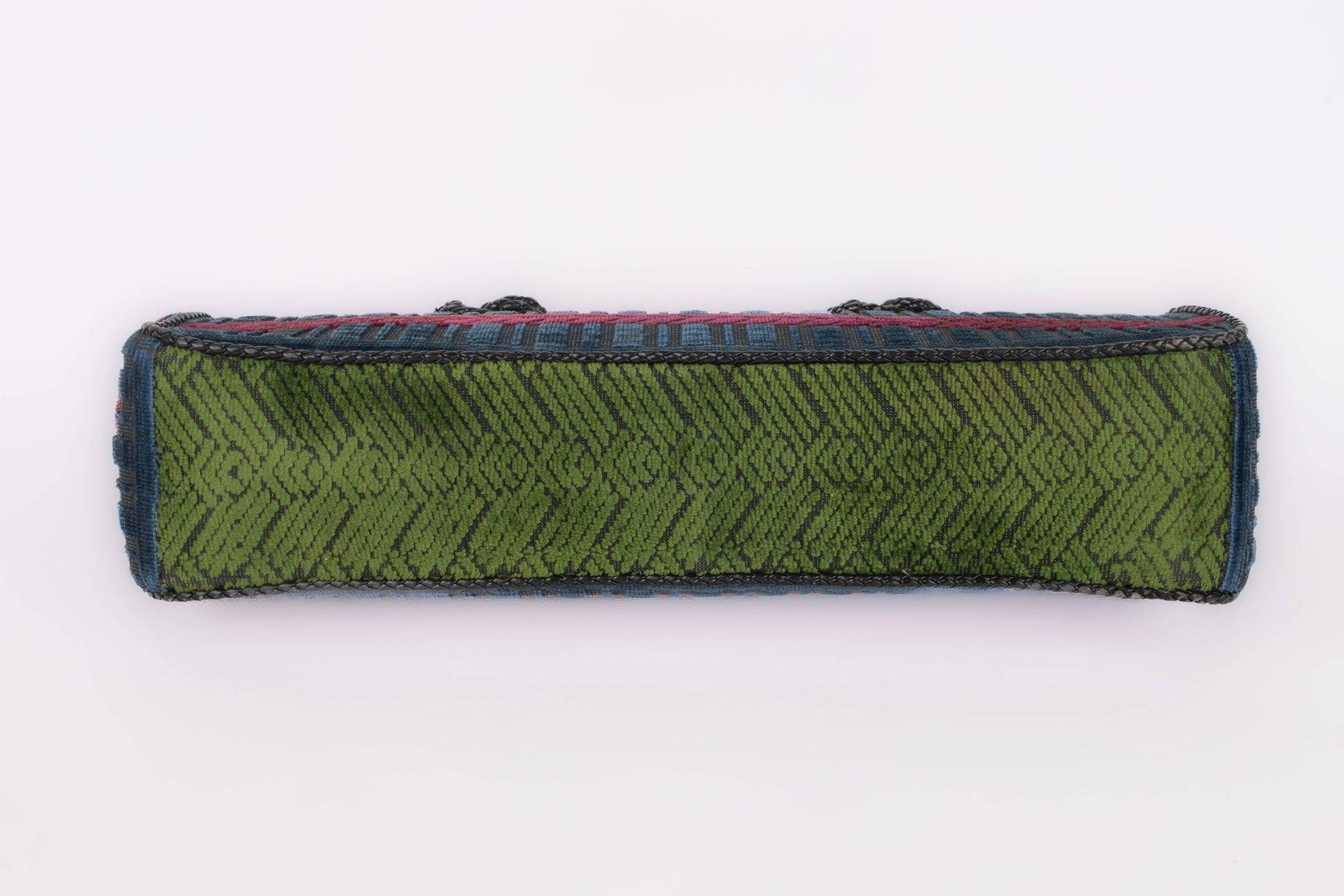 Roberta Di Camerino Green, Pink & Blue Velvet Handbag For Sale 1