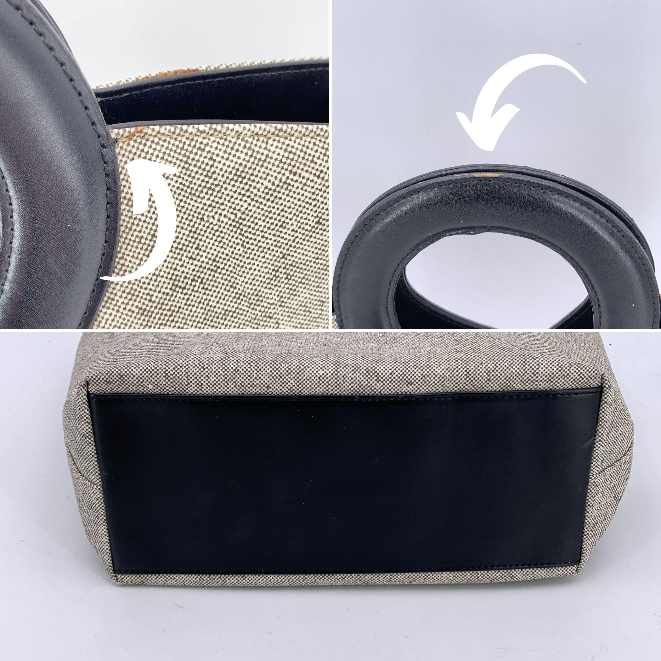 Roberta Di Camerino Sac en toile gris avec logo R et poignée supérieure en vente 1