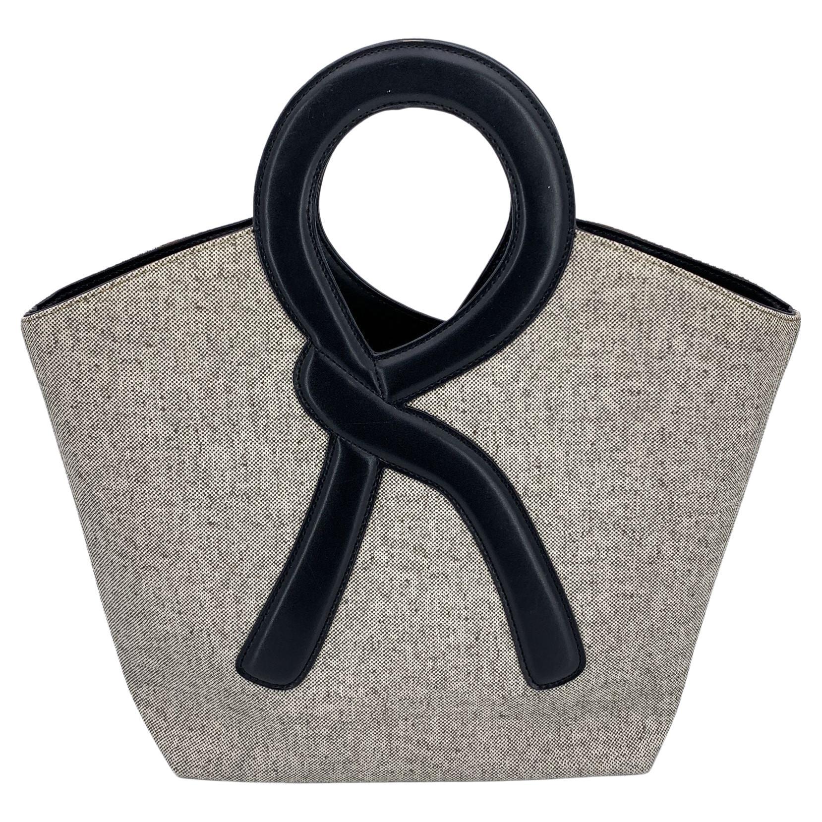 Roberta Di Camerino Sac en toile gris avec logo R et poignée supérieure en vente