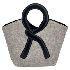 Roberta di Camerino Grey Canvas R Logo Top Handles Bag