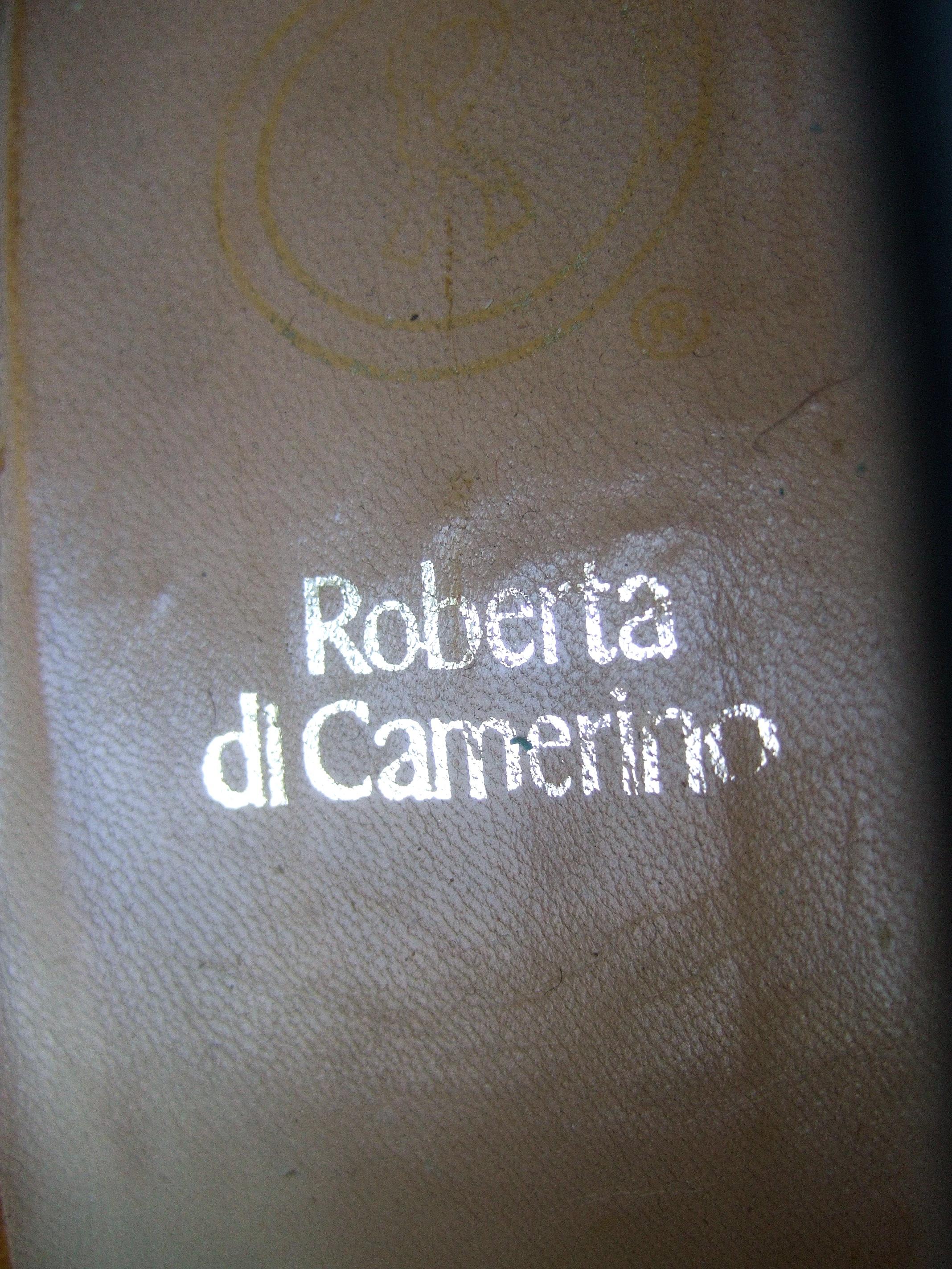 Roberta di Camerino Italian Black Leather Velvet Pumps c 1970s 5