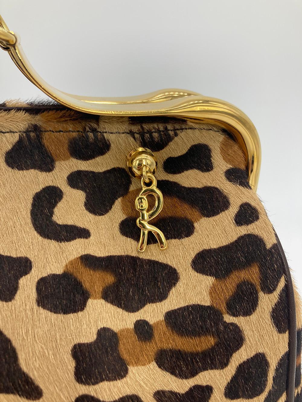 Roberta Di Camerino Leopard Print Pony Hair Frame Bag 1