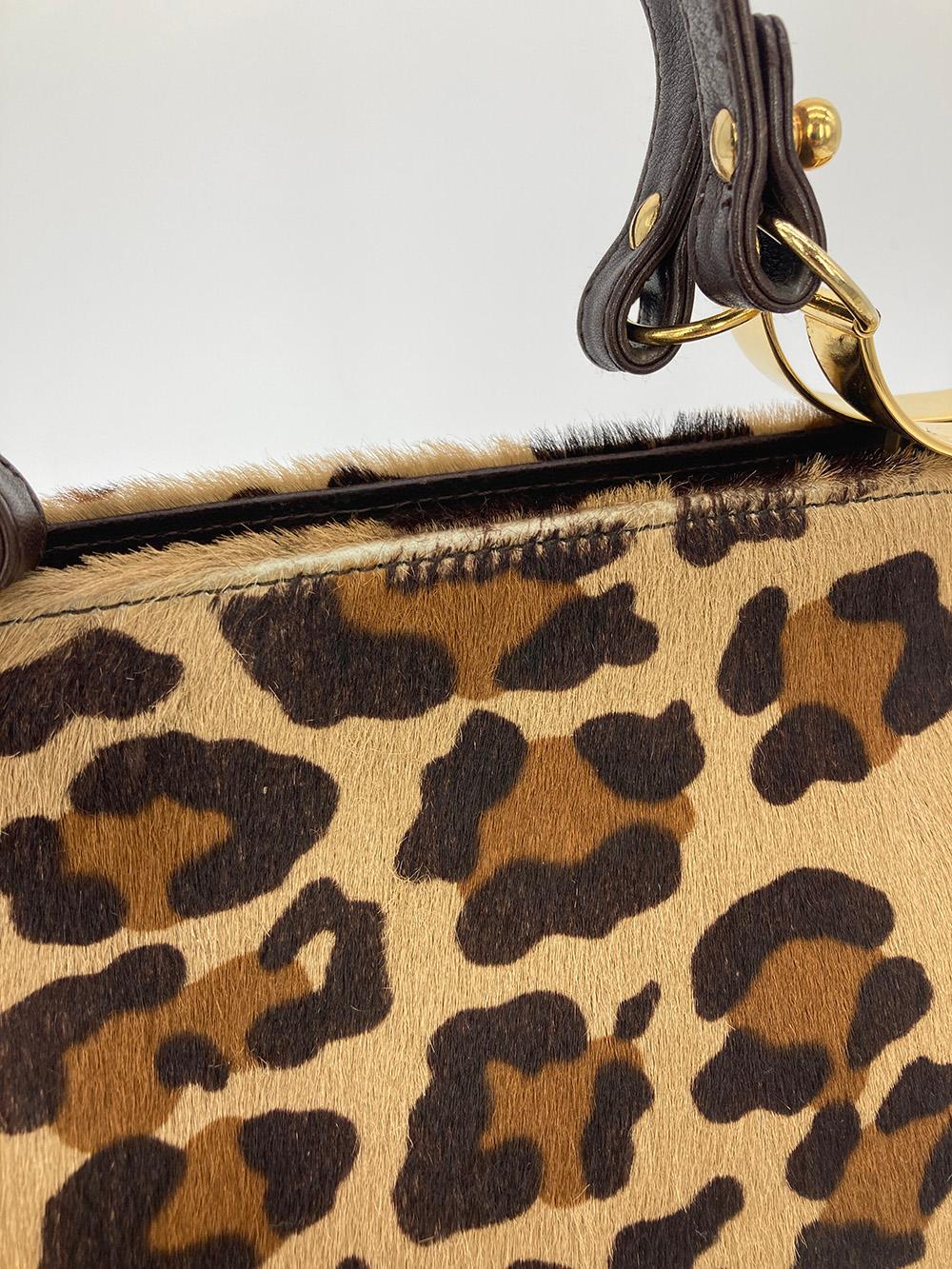 Roberta Di Camerino Leopard Print Pony Hair Frame Bag 3