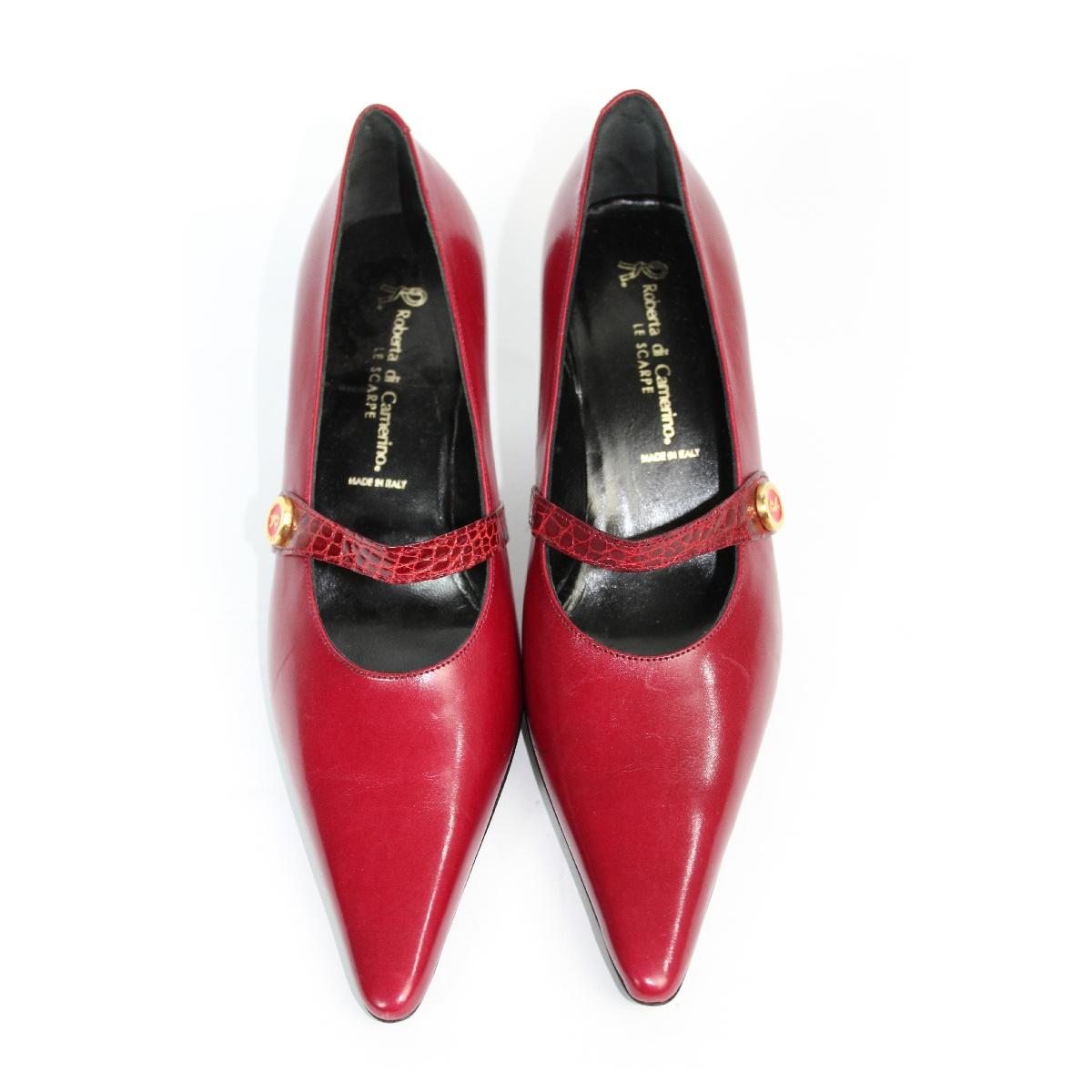 Roberta di Camerino Red Pump Heels Decollete Shoes 5, 5 1980s In New Condition For Sale In Brindisi, Bt