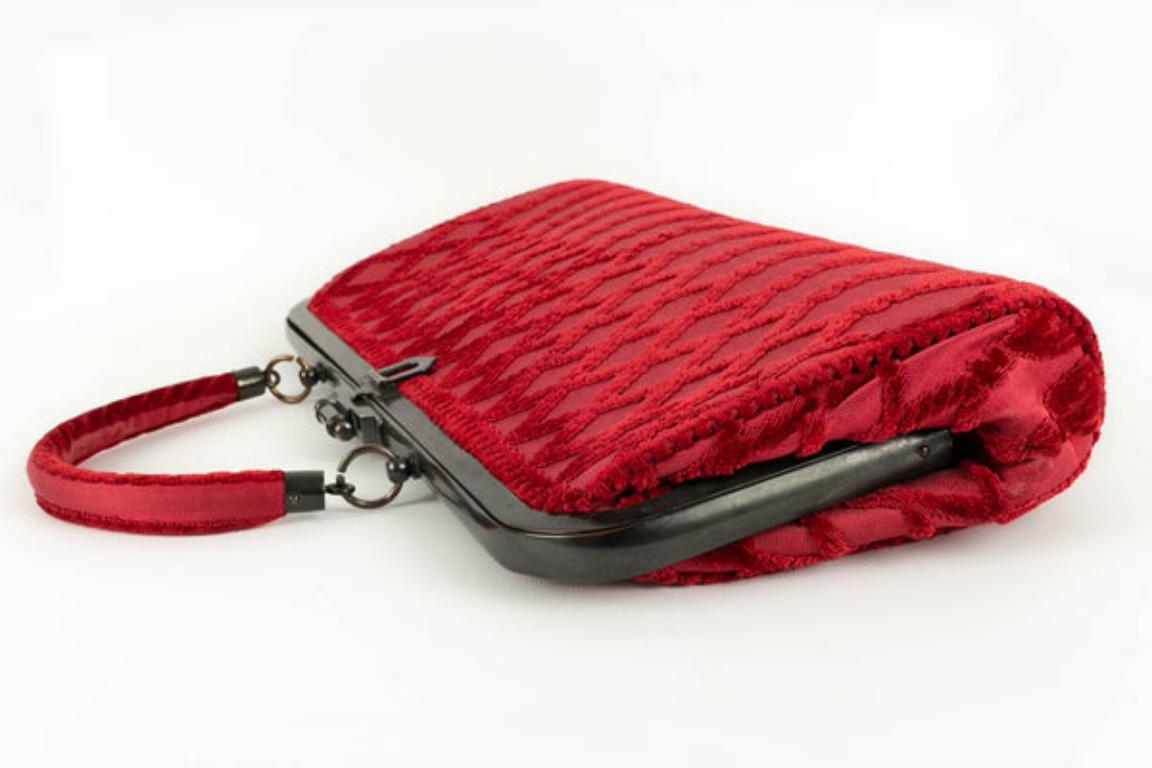 Roberta Di Camerino Red Velvet Bag For Sale 2