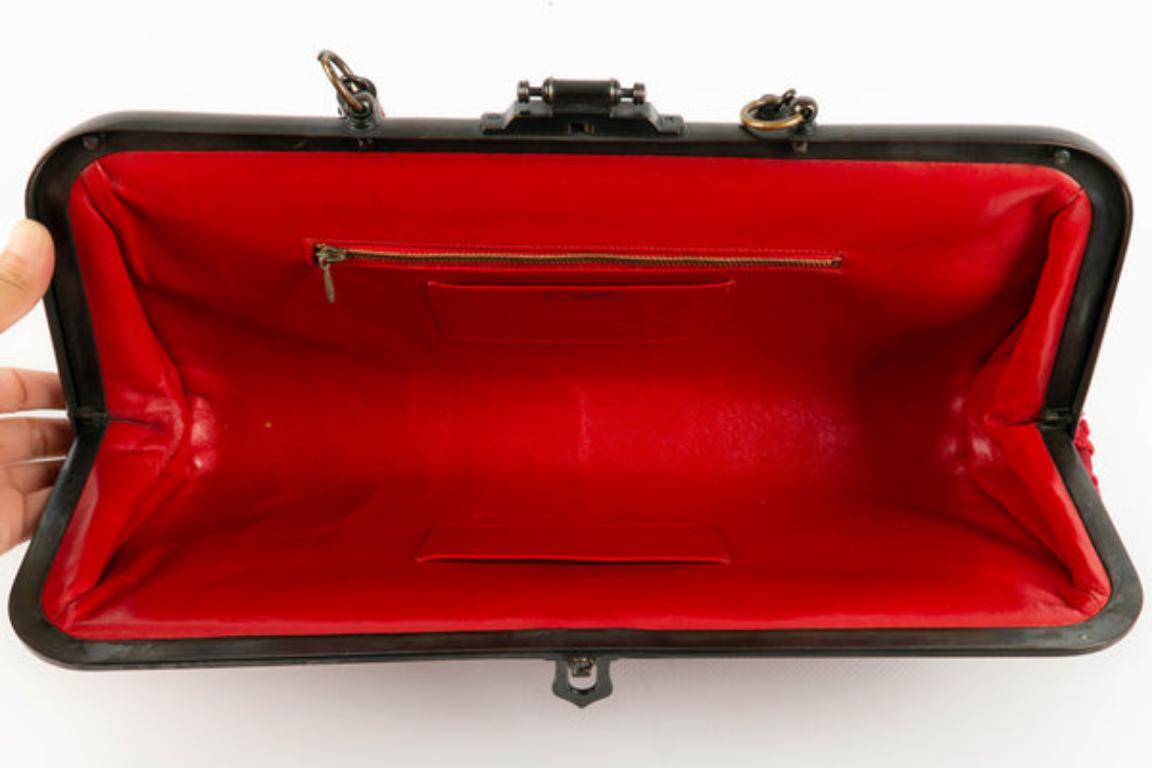 Roberta Di Camerino Red Velvet Bag For Sale 5