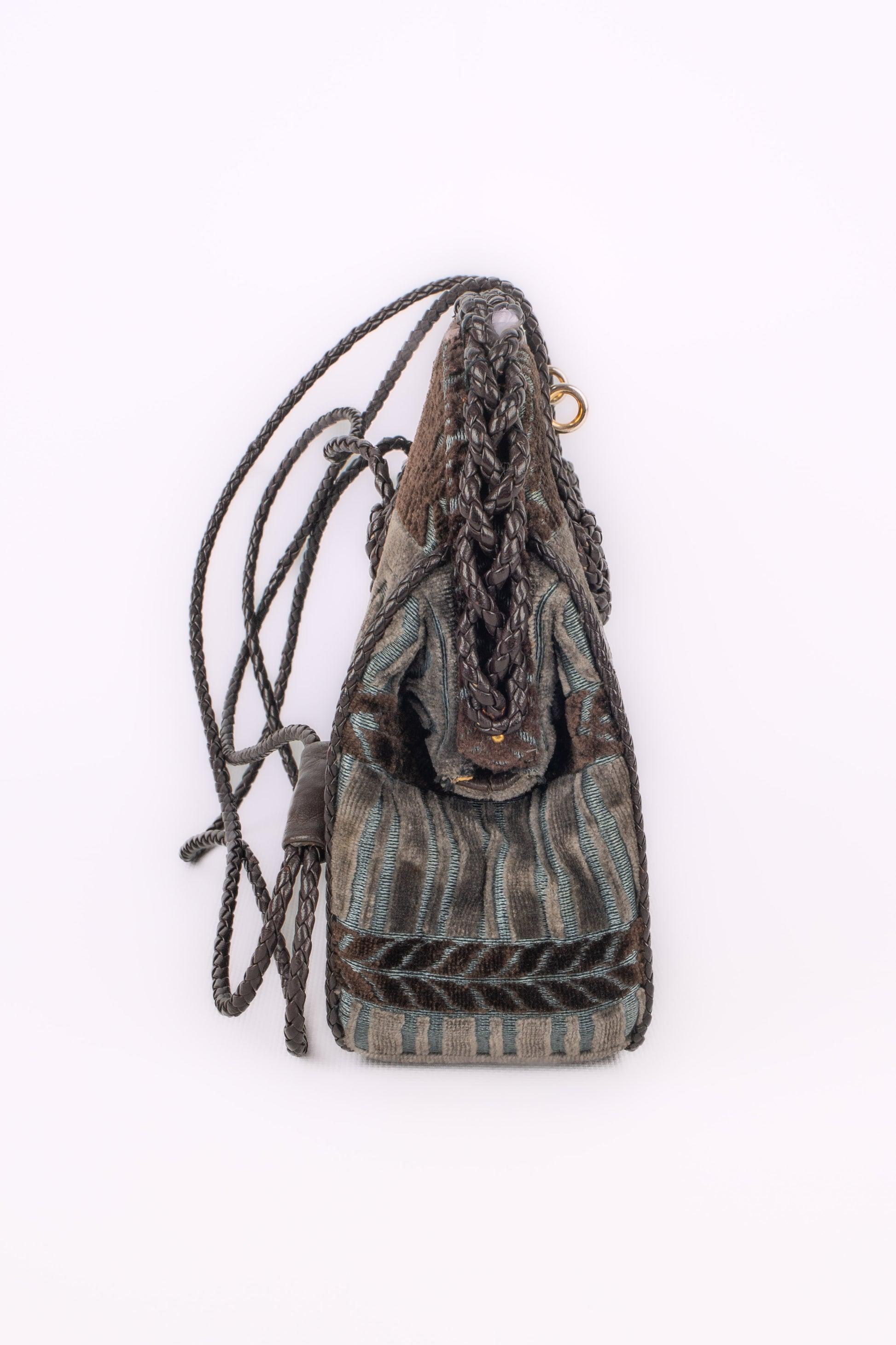 Gray Roberta Di Camerino Two-Tone Velvet Handbag For Sale