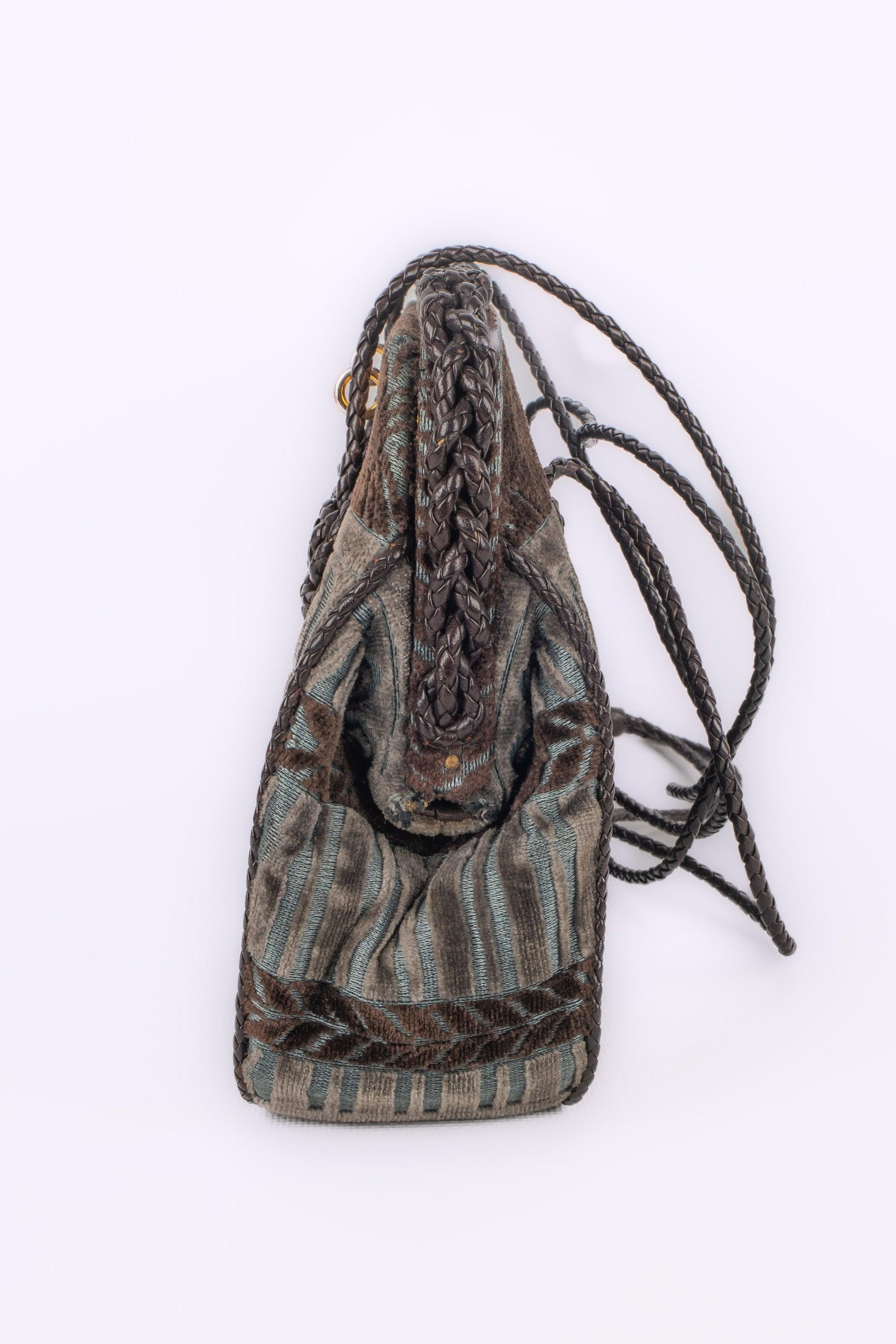 Roberta Di Camerino Two-Tone Velvet Handbag In Good Condition For Sale In SAINT-OUEN-SUR-SEINE, FR