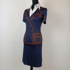 Roberta di Camerino blue dress trompe l'oeil vintage 1990s