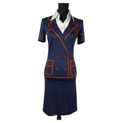 Roberta di Camerino blue dress trompe l'oeil vintage 1990s