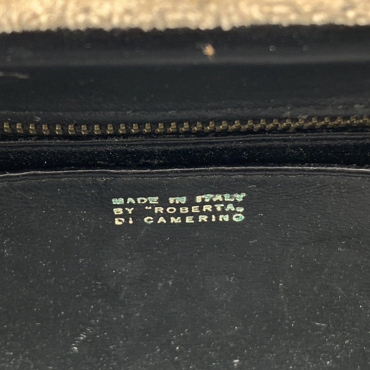 Roberta Di Camerino Vintage Doctor Bag Handtasche aus beigem und schwarzem Samt im Angebot 1