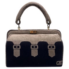 Roberta Di Camerino Borsa da medico in velluto beige e nero vintage