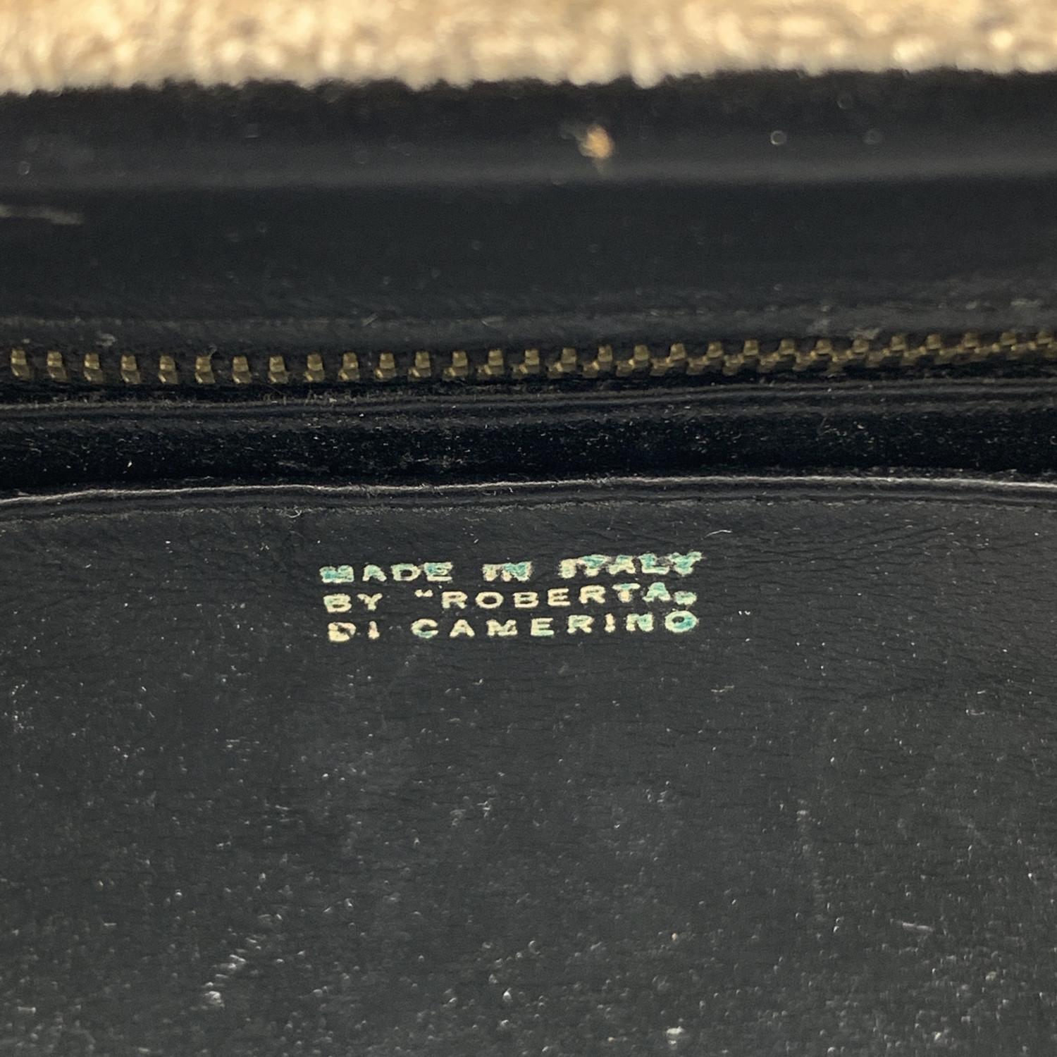 Roberta Di Camerino Vintage Beige and Black Velvet Doctor Bag Handbag For Sale 1