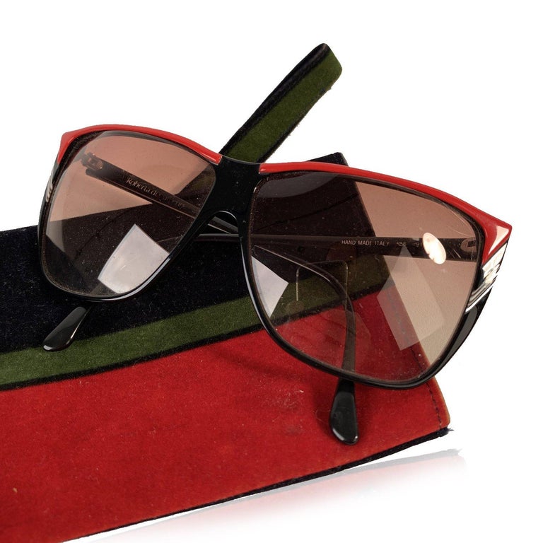 Roberta di Camerino Vintage Black Red Square Sunglasses R56 For Sale at ...