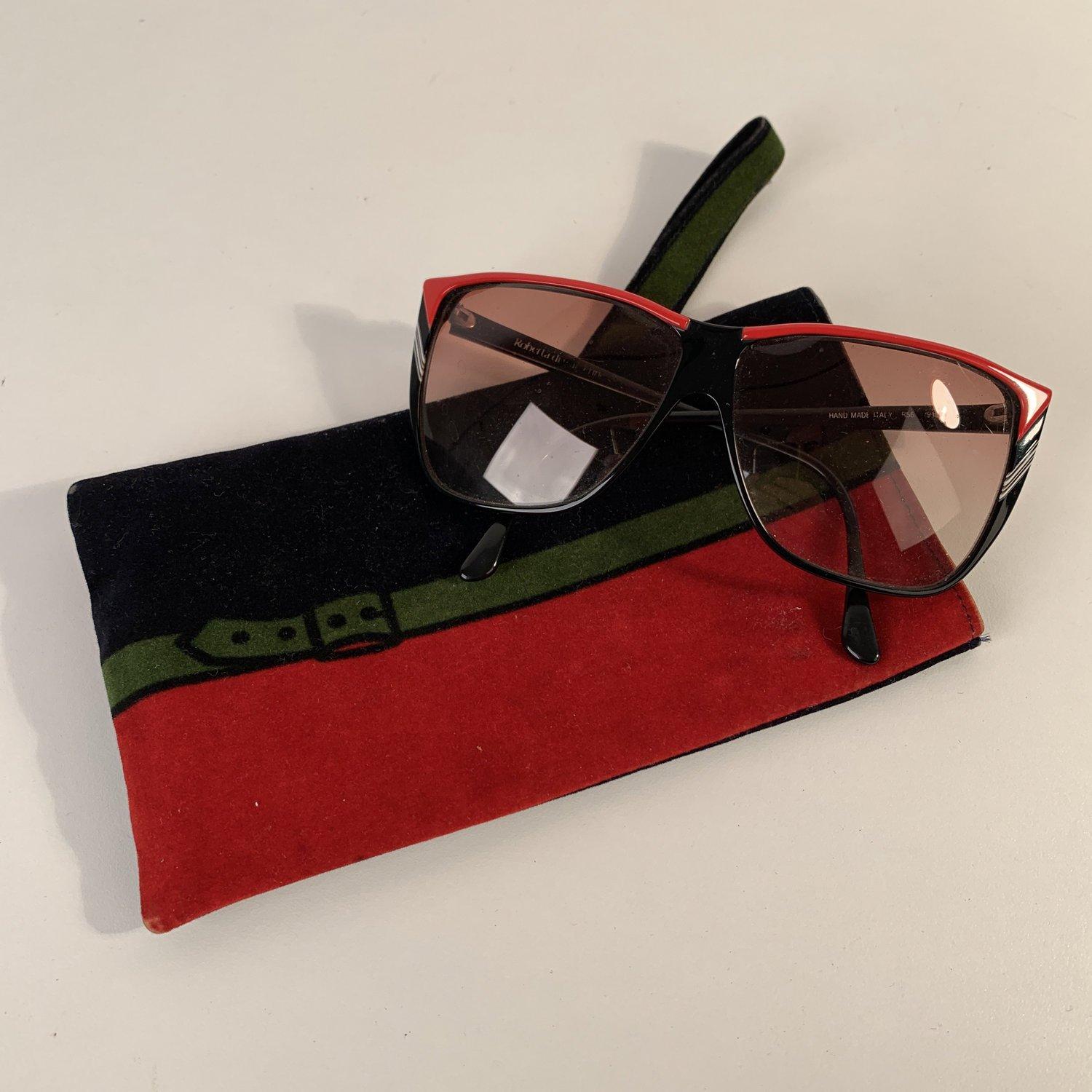 Roberta di Camerino Vintage schwarz-rote quadratische Sonnenbrille R56 im Angebot 3