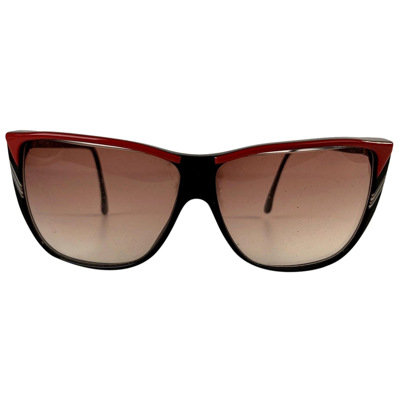 Roberta di Camerino Vintage Black Red Square Sunglasses R56