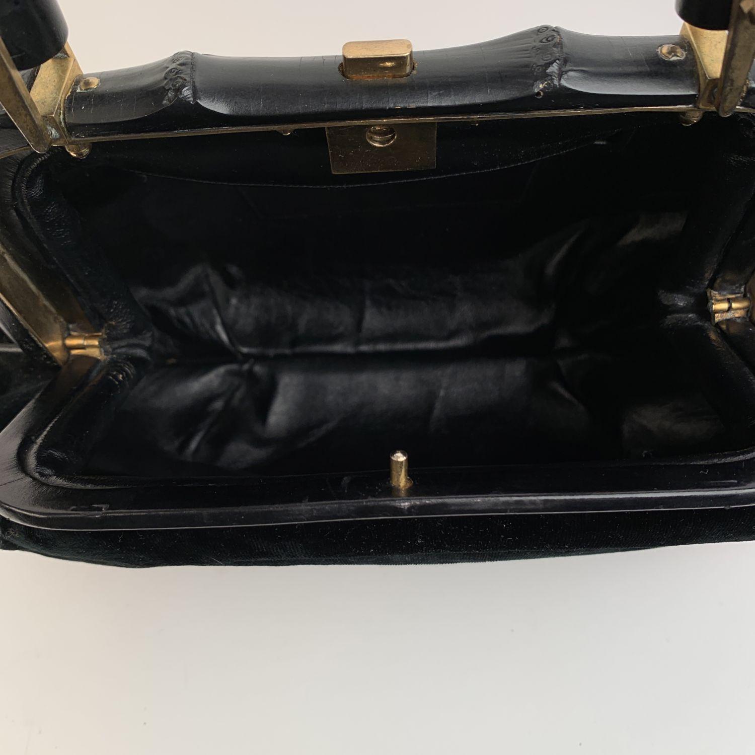 Roberta Di Camerino Vintage Black Velvet Bamboo Handle Handbag 1