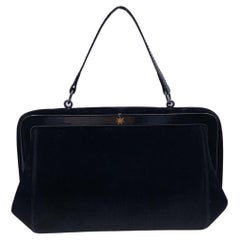 Roberta Di Camerino - Sac à main en velours noir vintage avec poignée supérieure