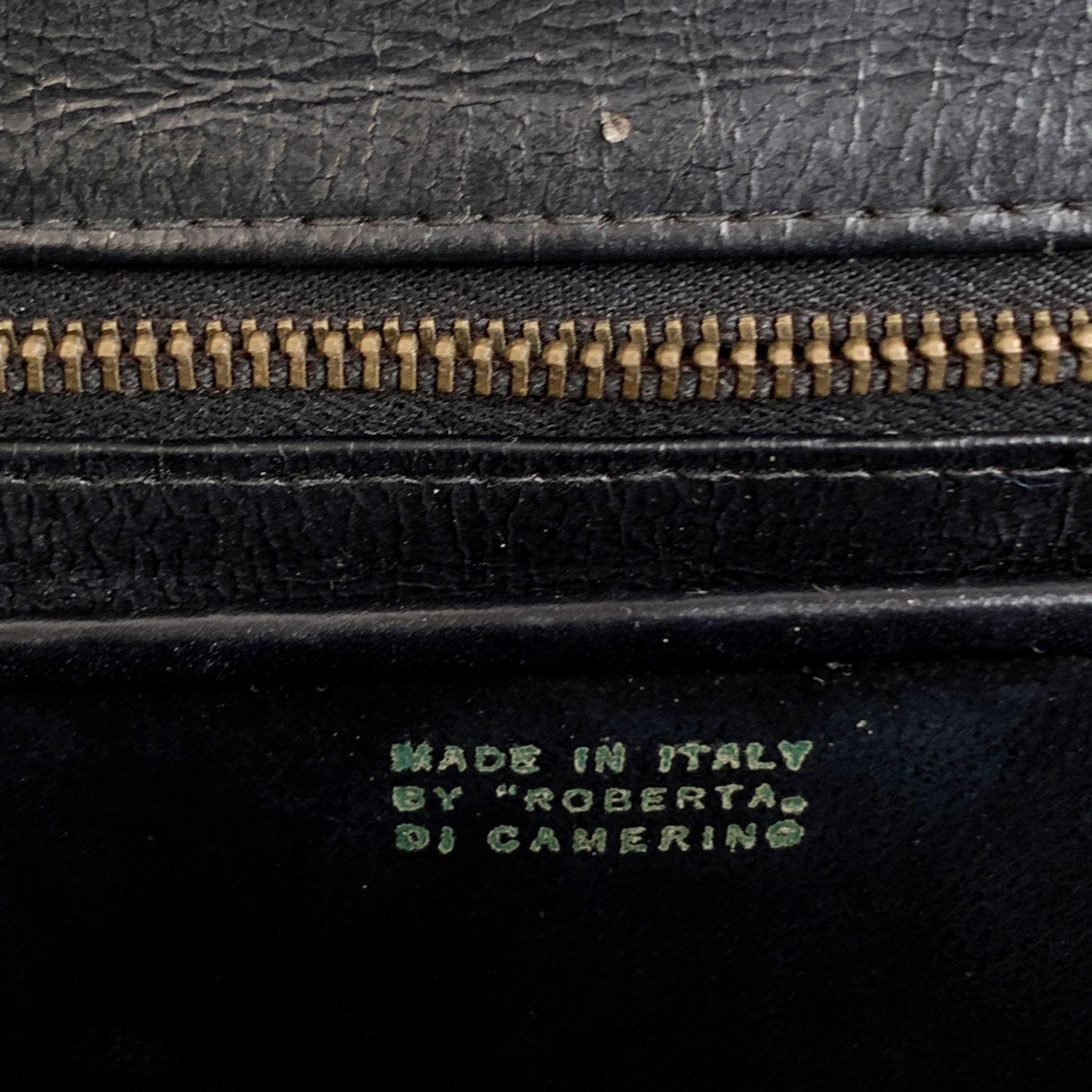 Women's Roberta Di Camerino Vintage Brown Beige Cut Out Velvet Framed Handbag