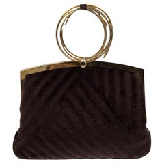 Roberta Di Camerino Vintage Brown Cut Velvet Bracelet Handbag Bag