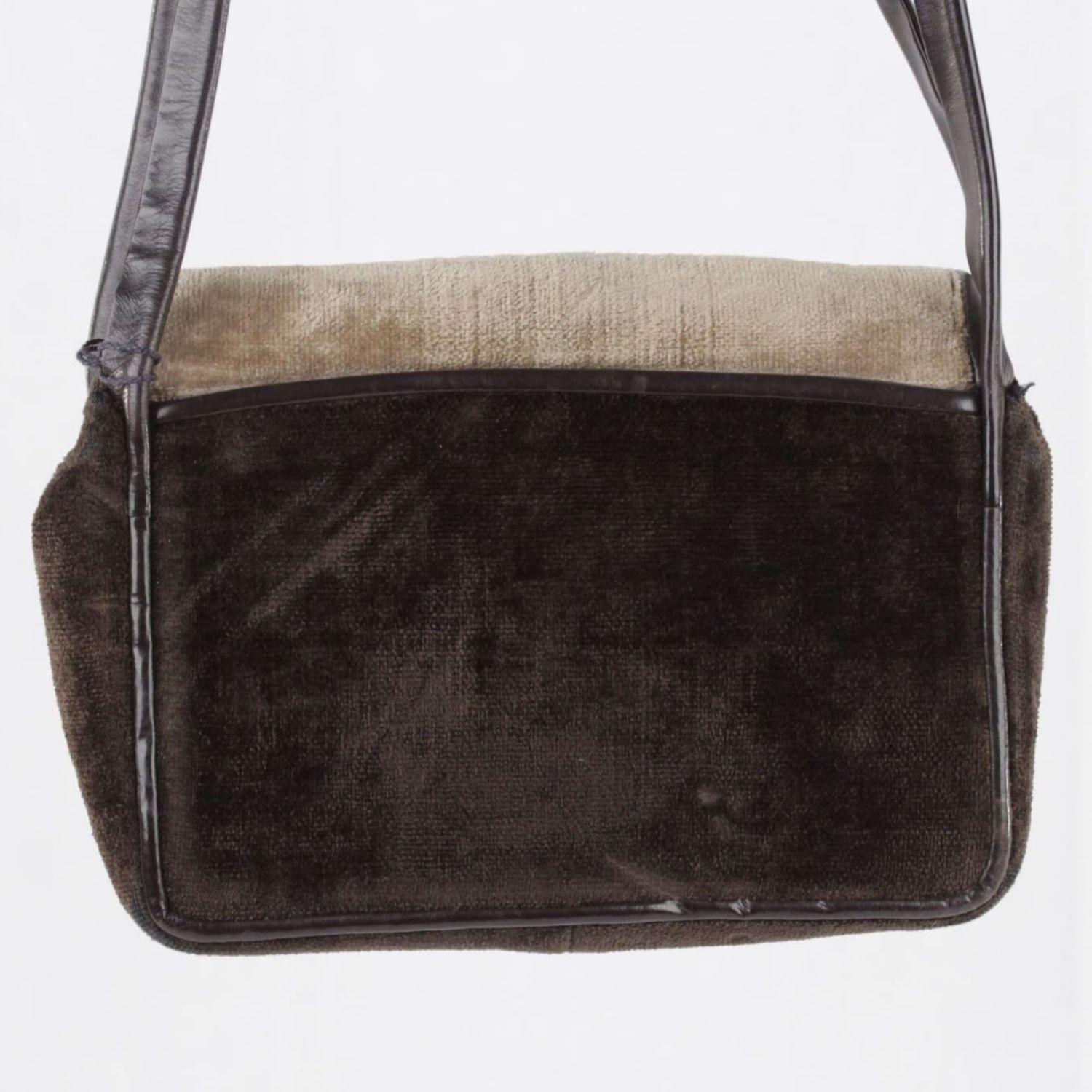 Roberta di Camerino Vintage Brown Cut Velvet Crossbody Shoulder Bag In Good Condition In Rome, Rome