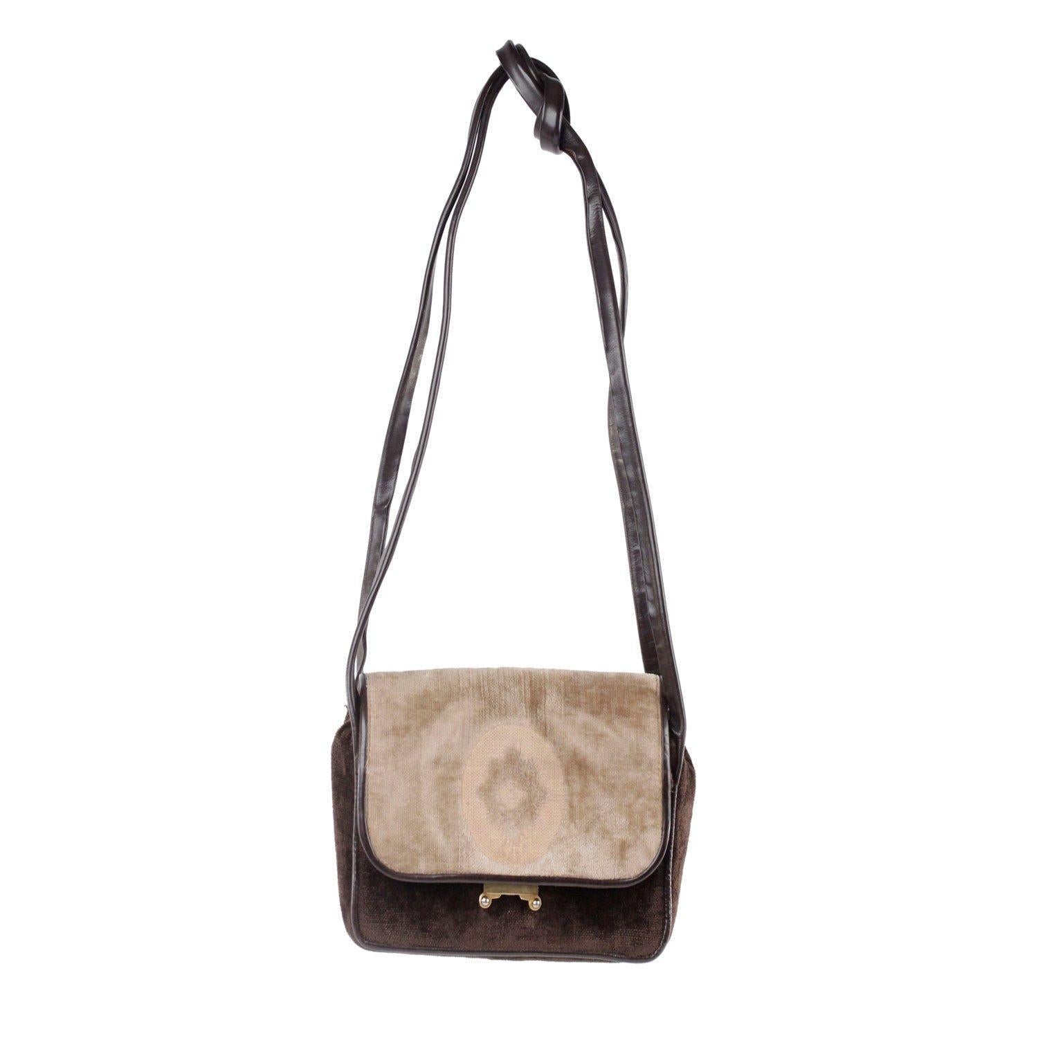 Roberta di Camerino Vintage Brown Cut Velvet Crossbody Shoulder Bag