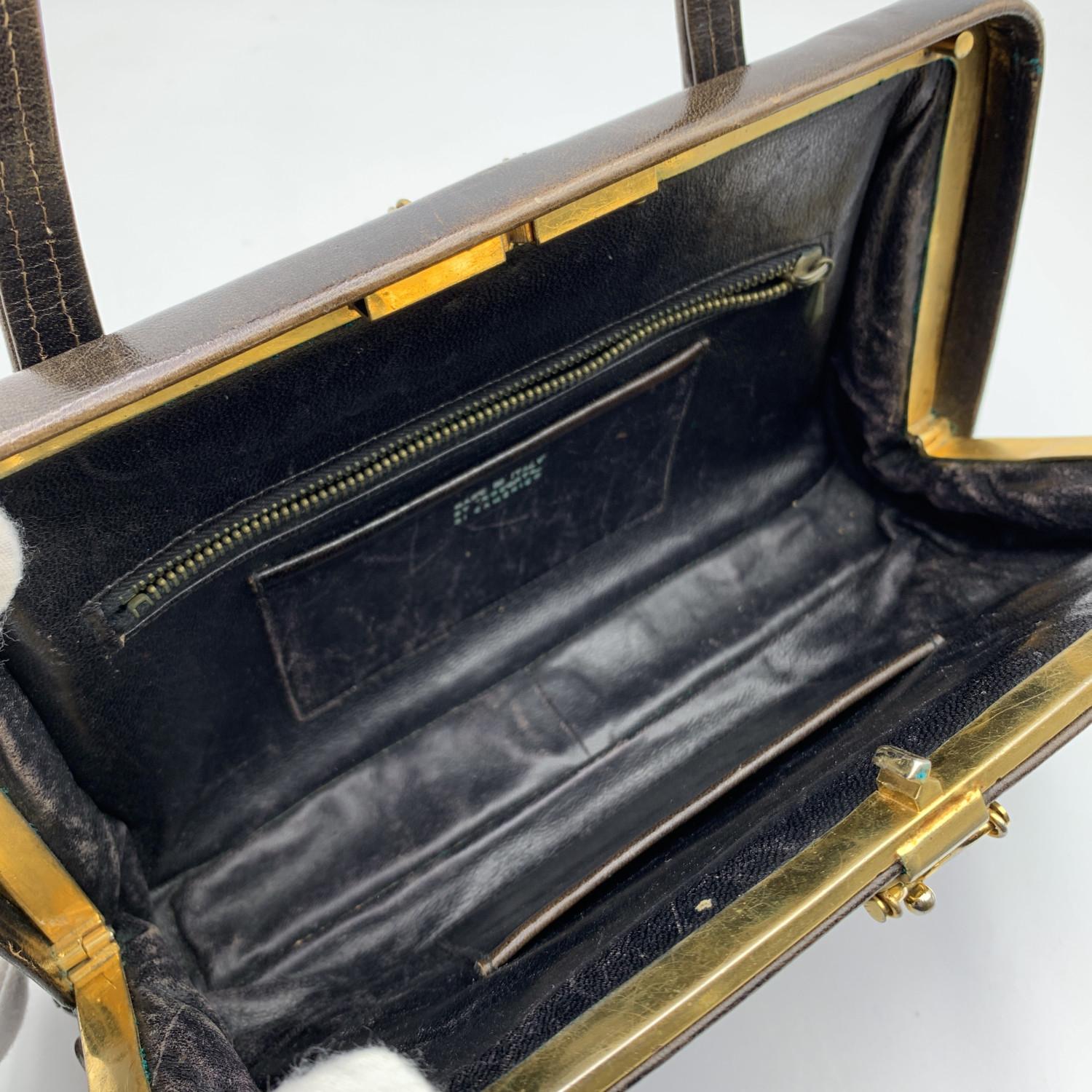 Roberta Di Camerino Vintage Brown Woven Leather Handbag 1