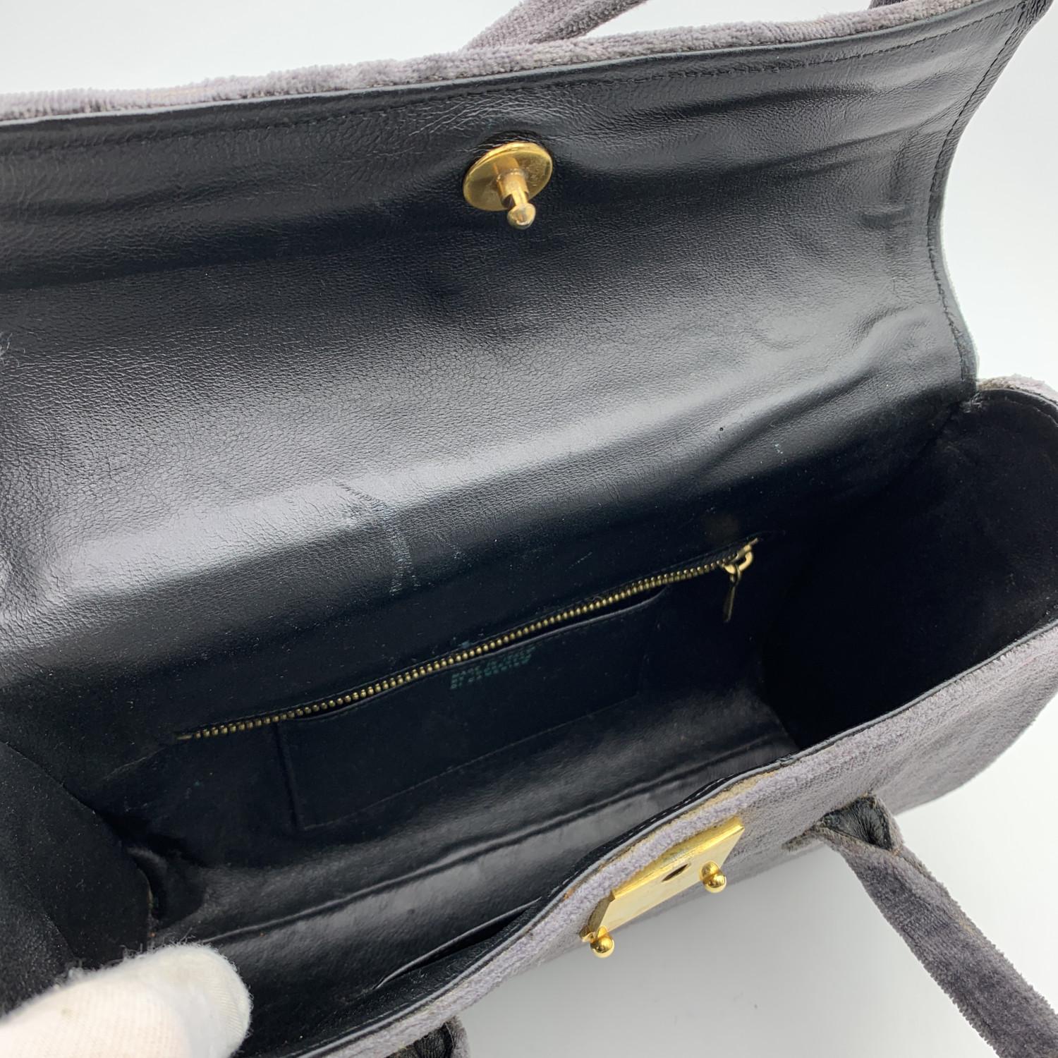 Roberta Di Camerino Vintage Grey Cut Out Velvet Handbag Bag 1