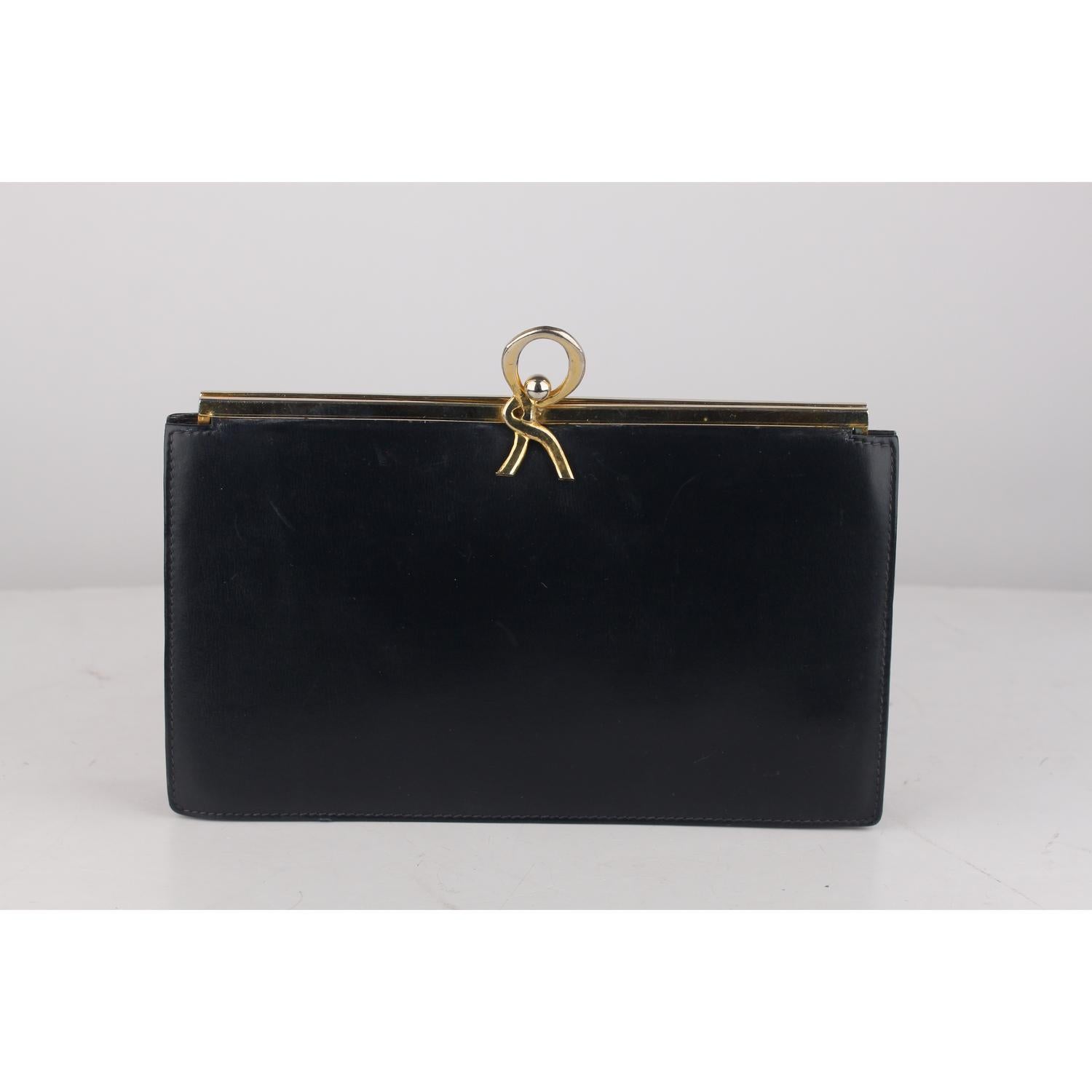 navy leather clutch bag