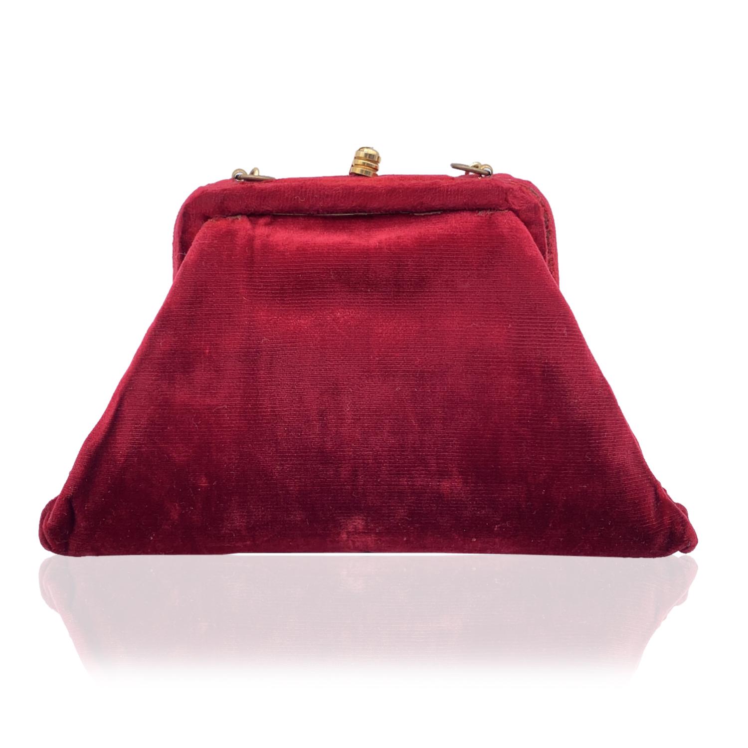 Women's Roberta Di Camerino Vintage Red Velvet Enamel Trapeze Handbag