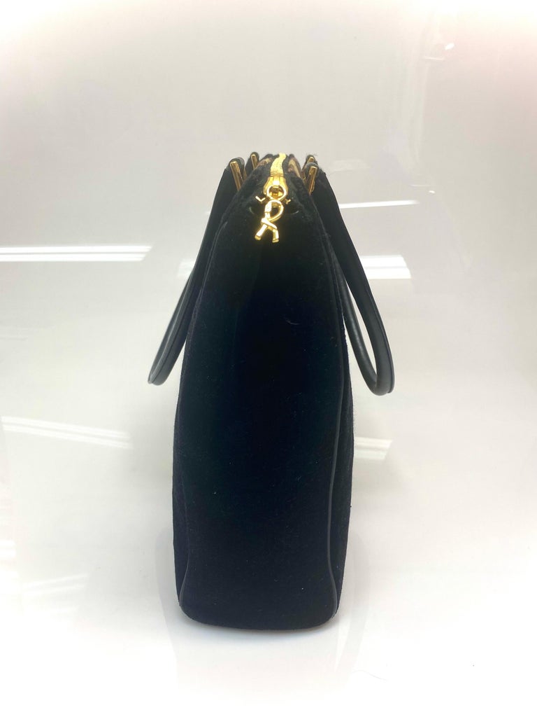 Roberta Di Camerino Vintage Striped Velvet Brown/Black/Yellow Tote Handbag For Sale 1