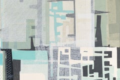 Summer Yards - Playful Abstract Print in Blue Gray Navy Mid Mod Inspired