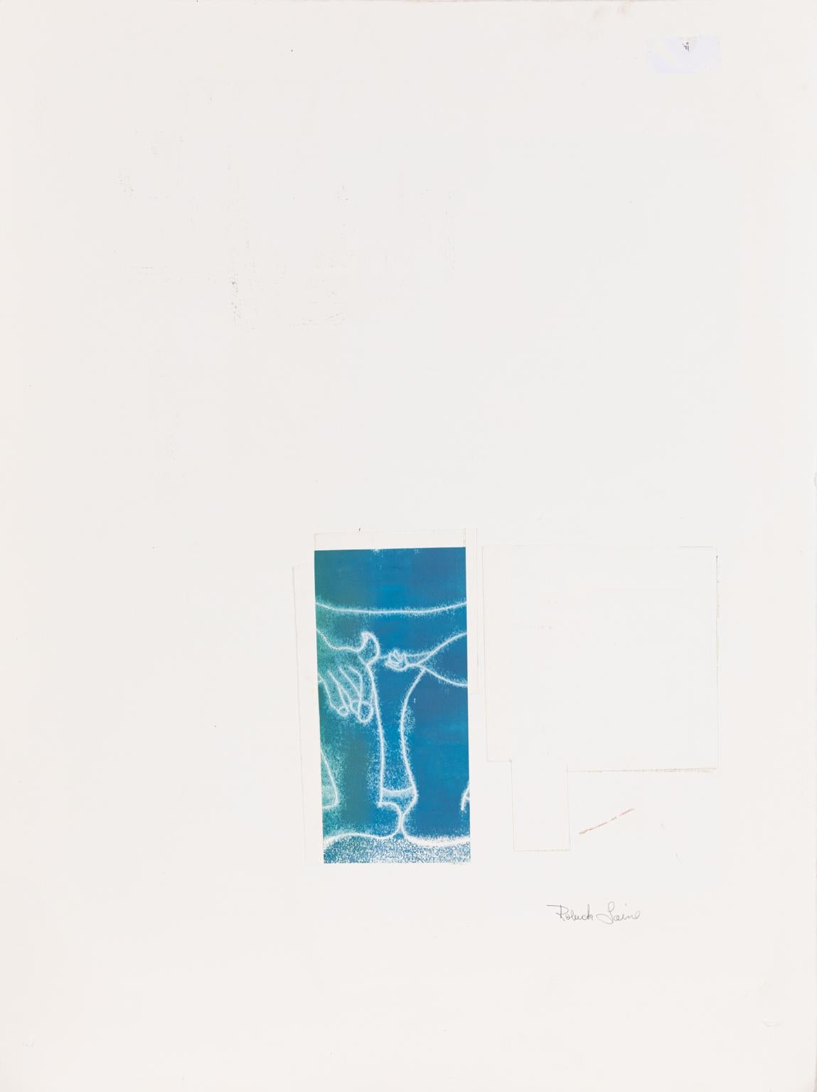 Complementary Blocks - Abstract Print in Blue White Orange 2