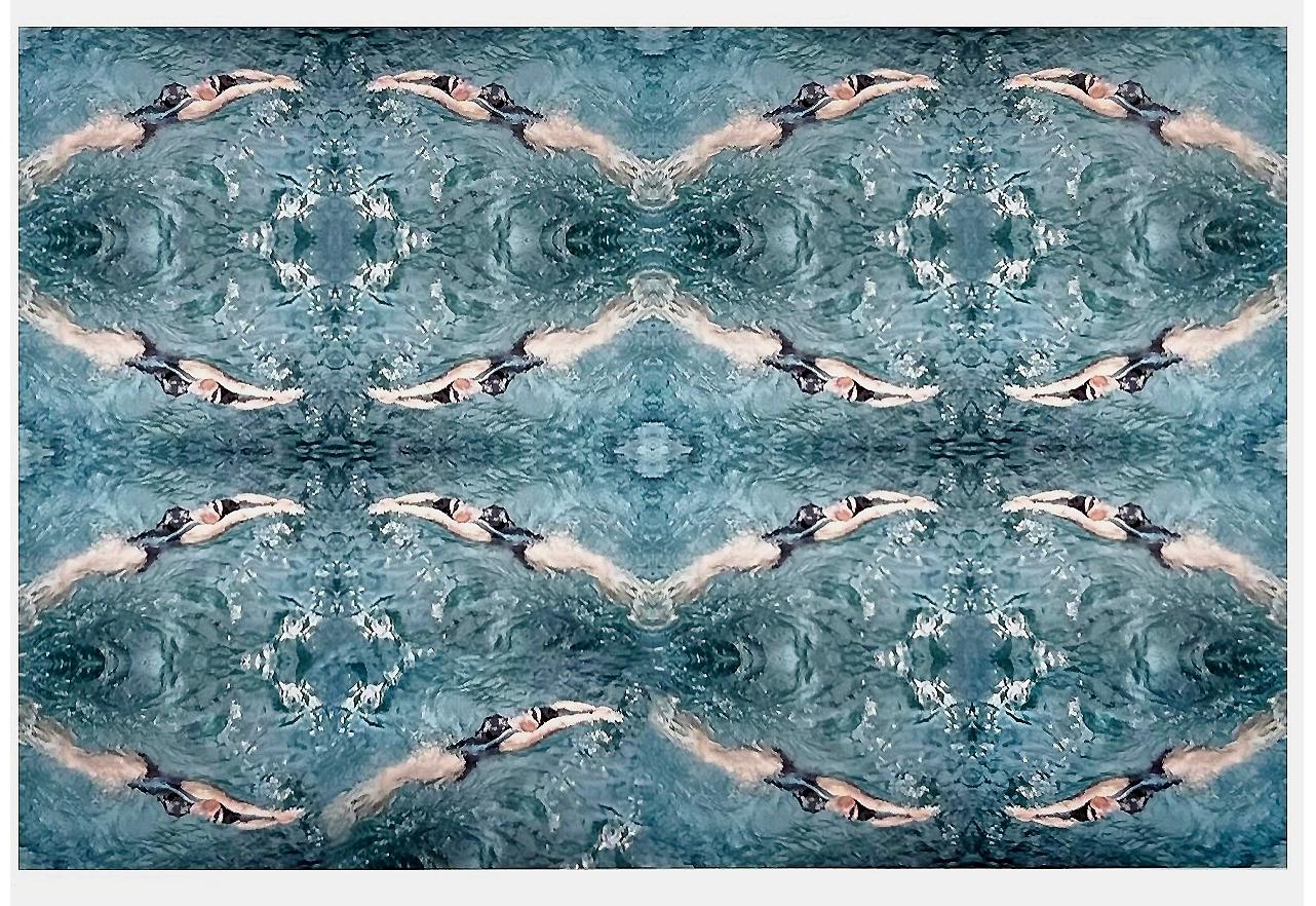 Double Helix, Swimmer, Contemporary Color Photography, Oversized Art Framed