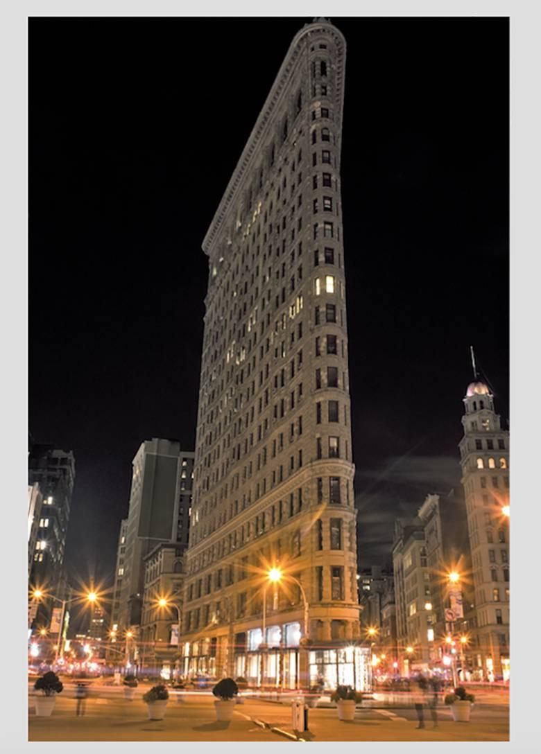 Roberta Fineberg Color Photograph - The Flatiron, New York City, Contemporary Color Night Photograph of Architecture