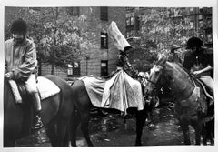 Costume Party, Claremont Riding Academy, NY, Black and White Equestrian Photo