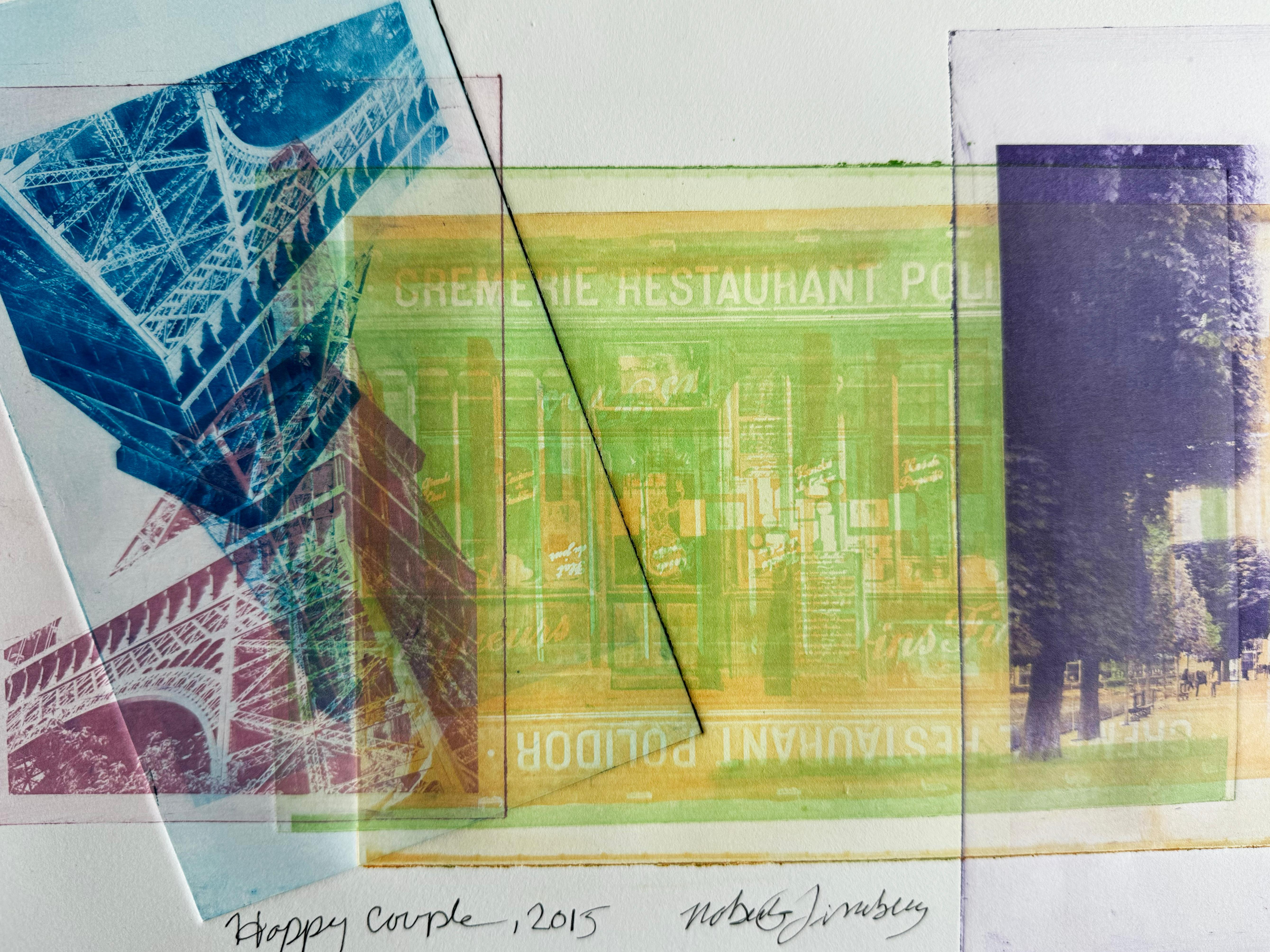 Paris, France, Happy Couple, art et design mixtes colorés - Contemporain Art par Roberta Fineberg