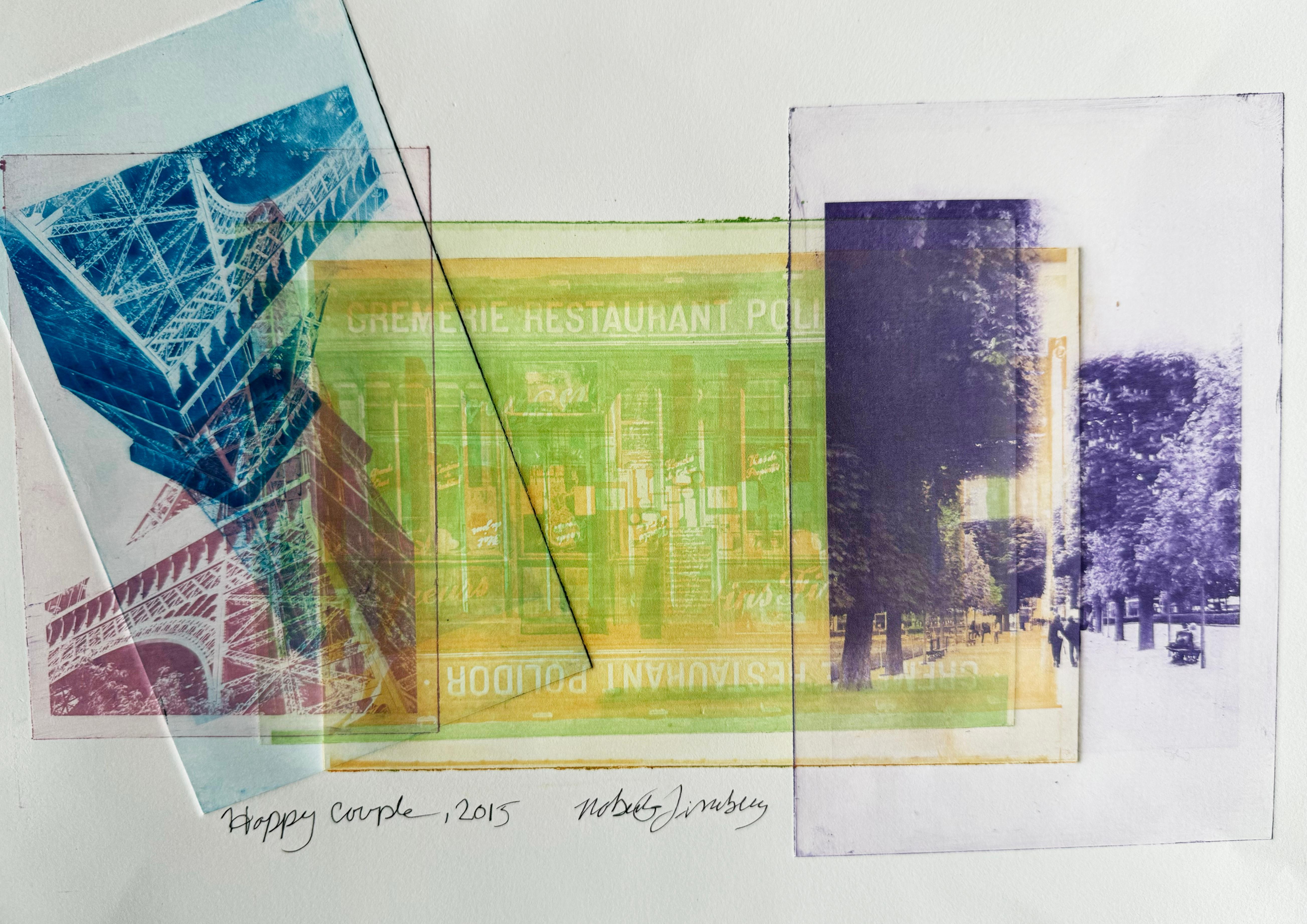 Paris, France, Happy Couple, art et design mixtes colorés en vente 1