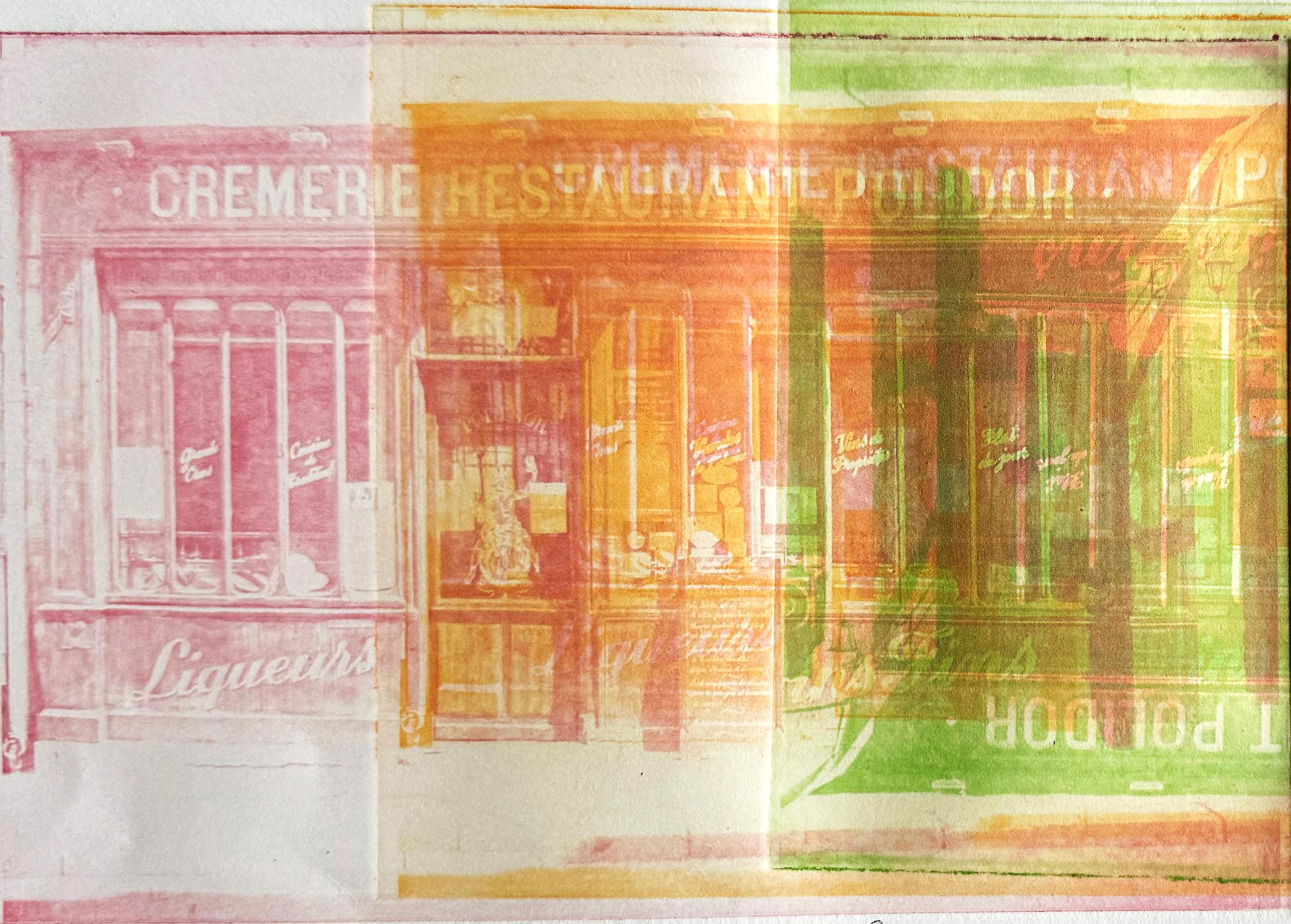 Polidor, Parigi, Francia, Stampa colorata d'arte e design a tecnica mista - Print Contemporaneo di Roberta Fineberg