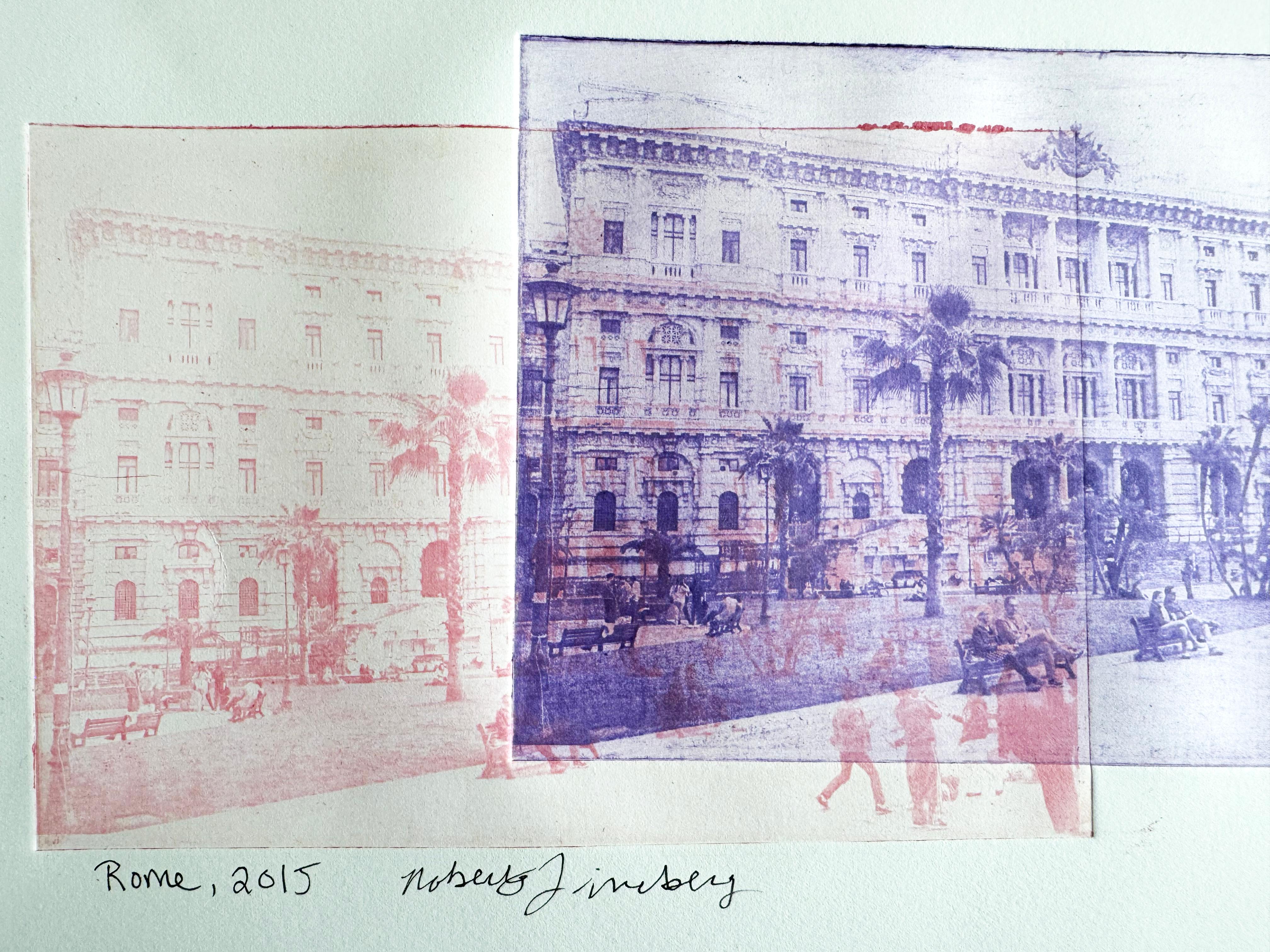 Rome, Italy, Bright Colored Mixed-Media Art and Design Original Print – Photograph von Roberta Fineberg