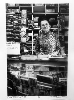 Shopkeeper, France, Black and White Street Photography Paris 1980s