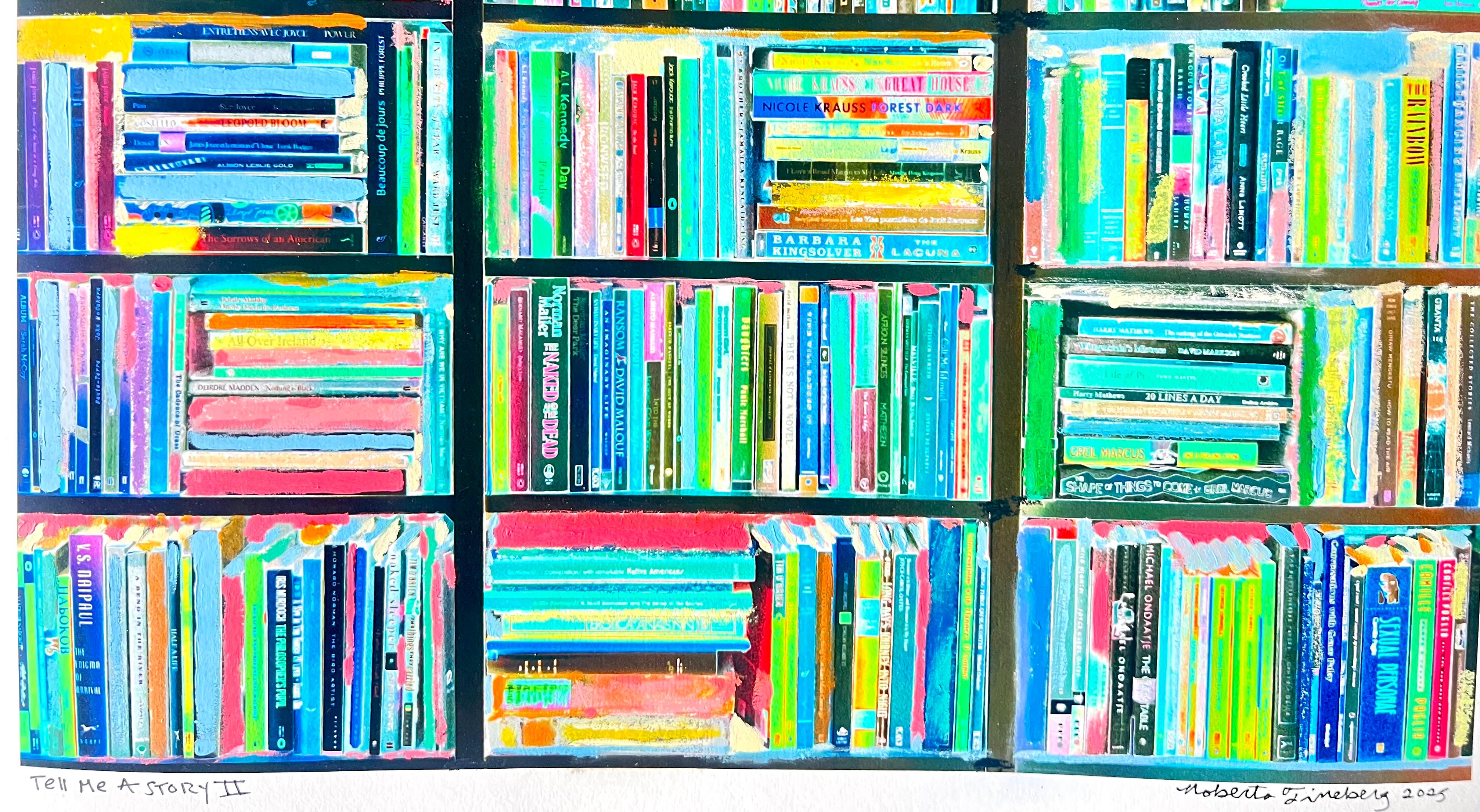 Tell Me A Story II, Paris, art et photographie mixtes, livres, bleu émeraude - Contemporain Photograph par Roberta Fineberg