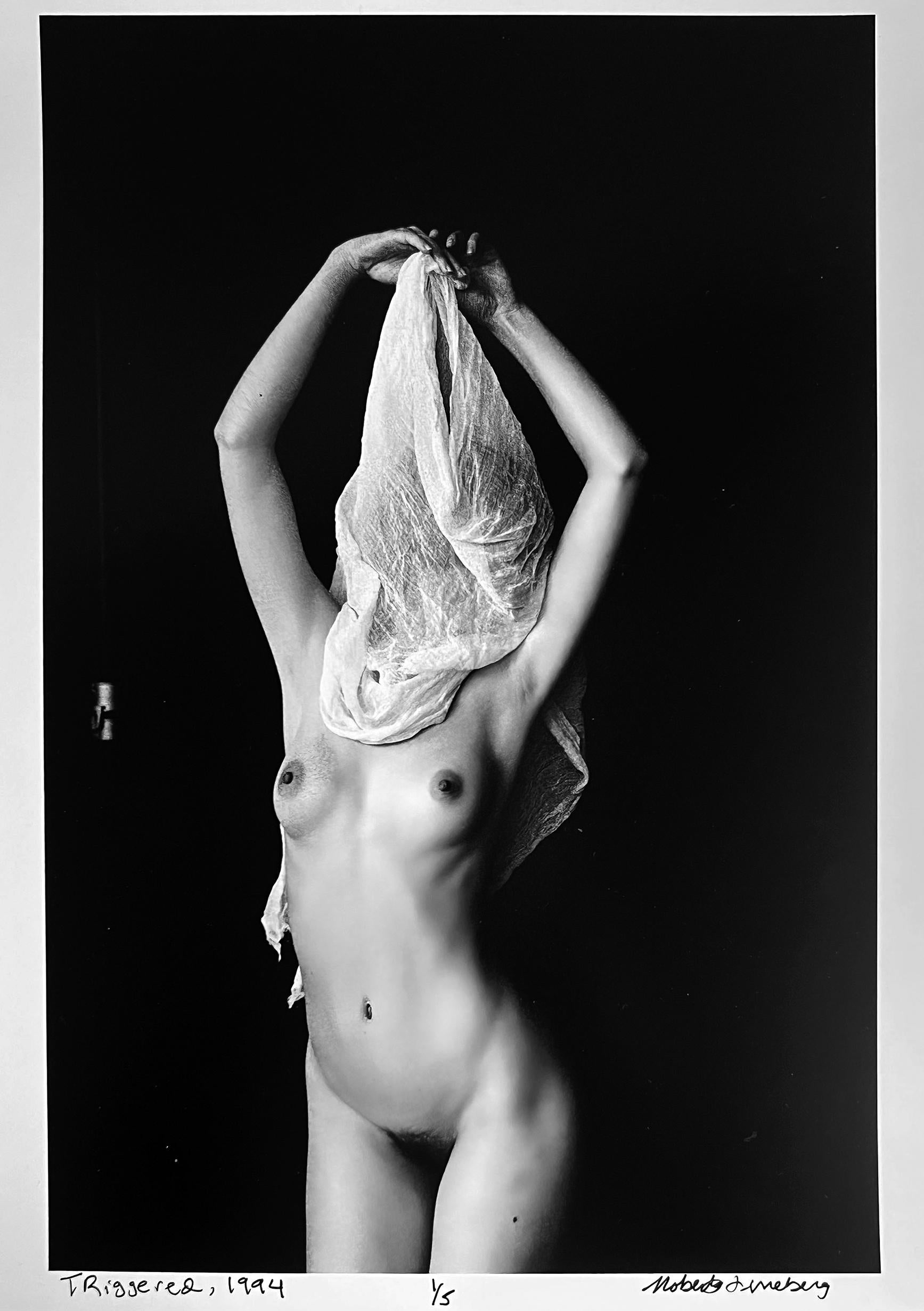 Roberta Fineberg Black and White Photograph - Triggered, Black-and-White Photograph of a Female Nude in New York City