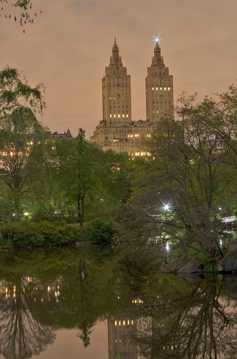 Roberta Fineberg Landscape Photograph - Twin Greek Temples (Dusk), New York City Architecture, Skyline and Central Park