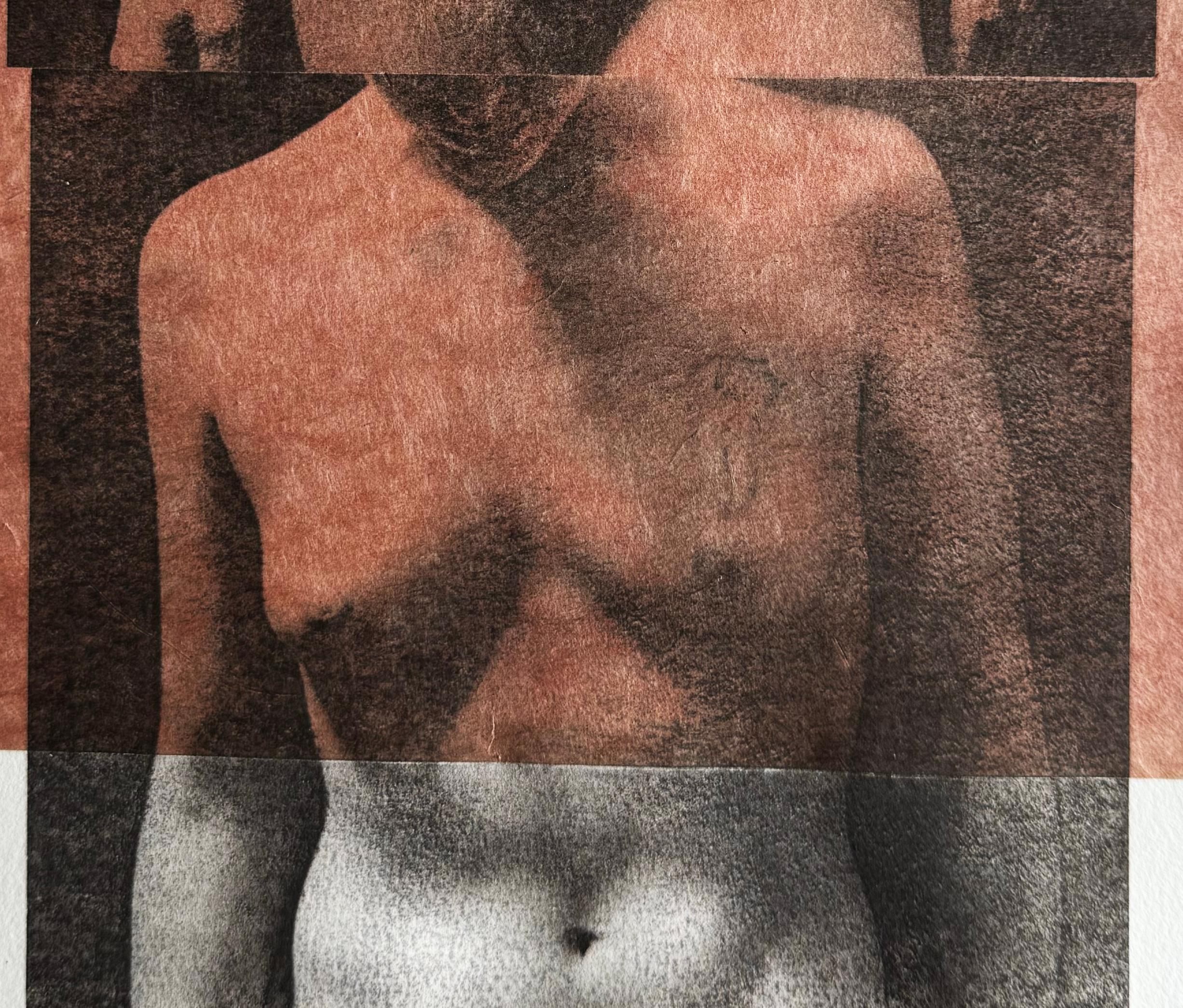Desnudo Clásico, Arte y Diseño Mixto Rosa Obra Original sobre Papel - Nude Print Marrón de Roberta Fineberg