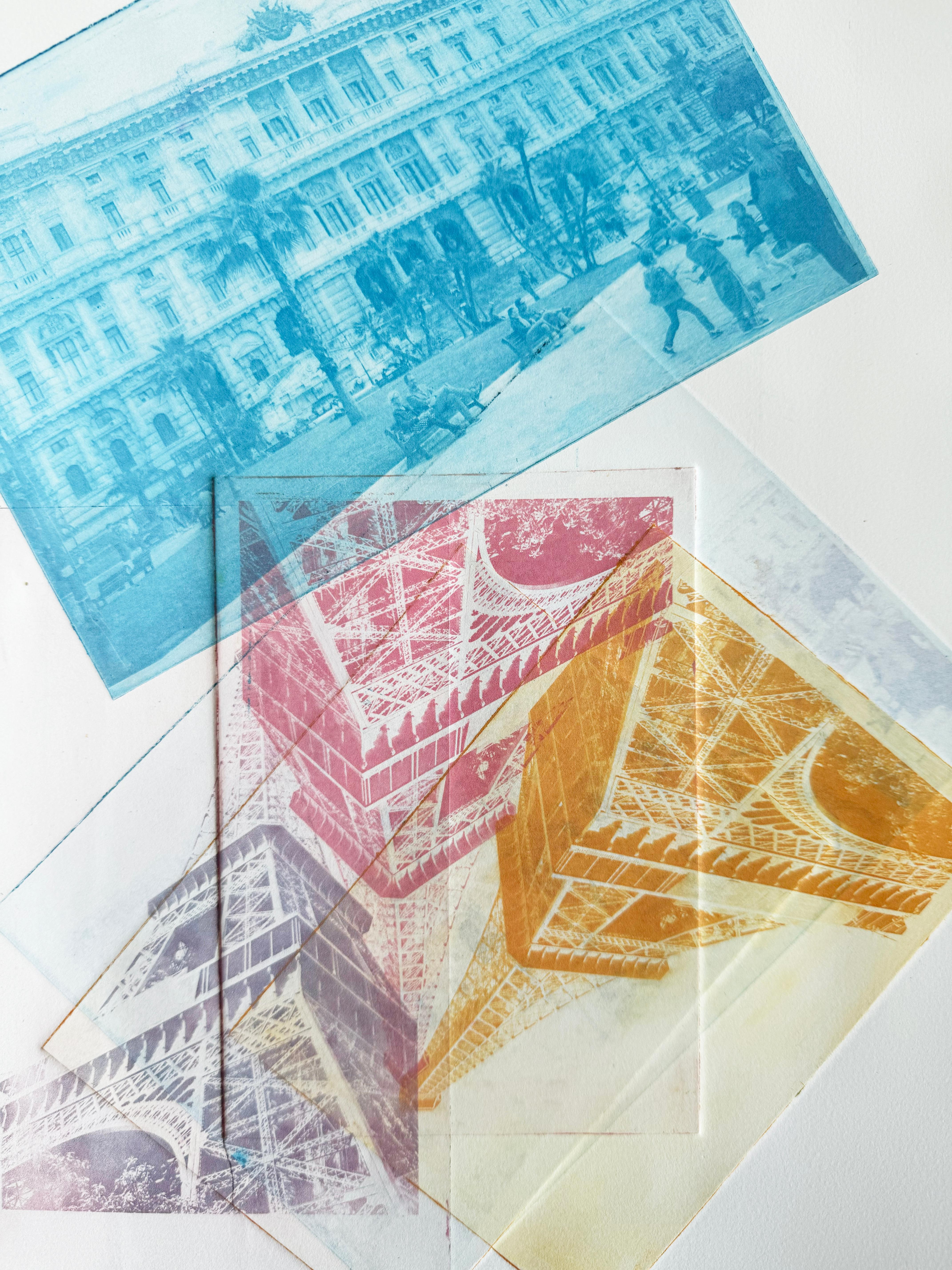 Nella serie di stampe originali Art/One dell'artista, Roberta Fineberg reimmagina dettagli architettonici fotografati a Roma-Parigi nel 2015 per un pezzo di viaggio sulla narrazione. Con colori sgargianti, l'artista invita gli spettatori a vivere