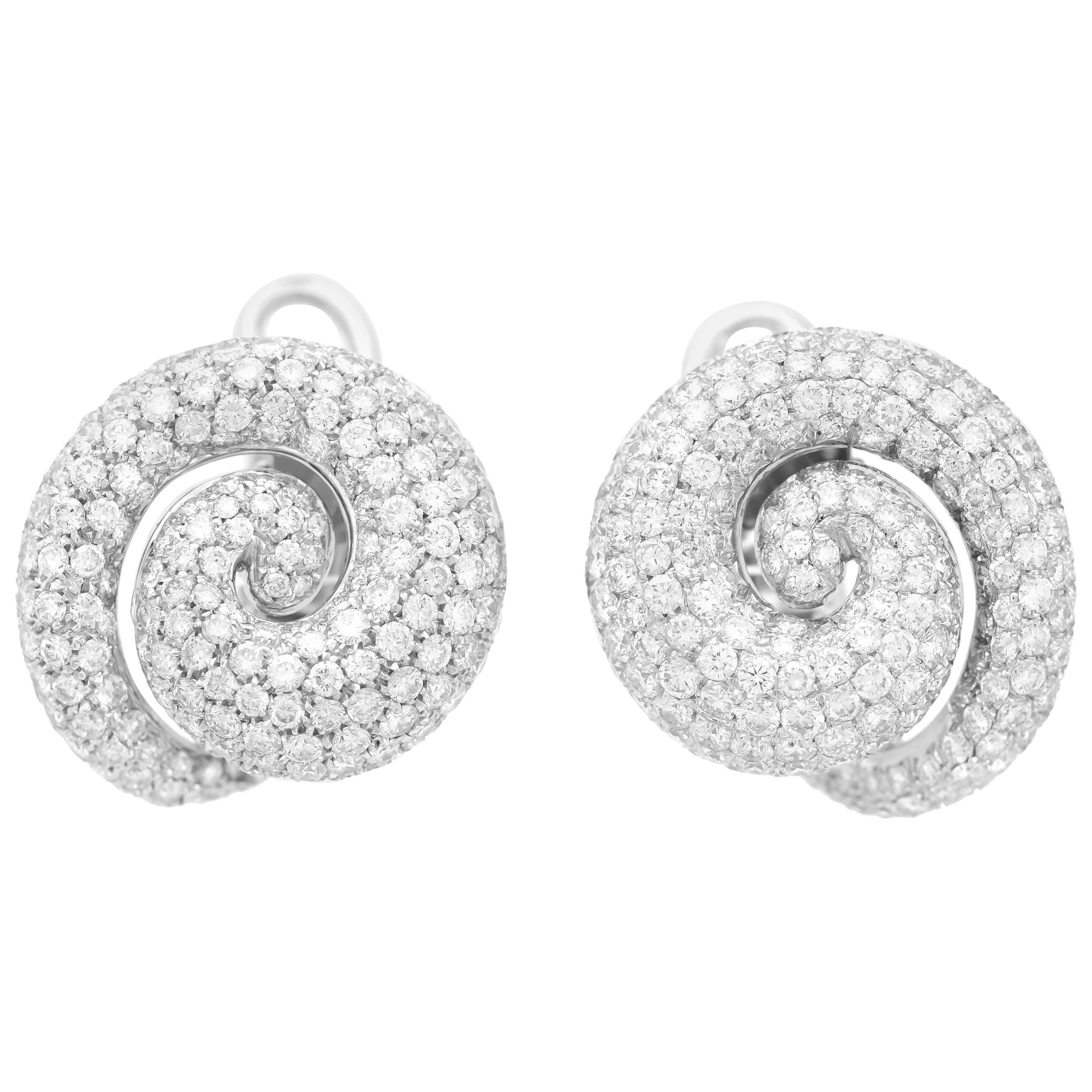 Roberta Porrati 12.70 Carat Diamonds Spiral Earrings For Sale
