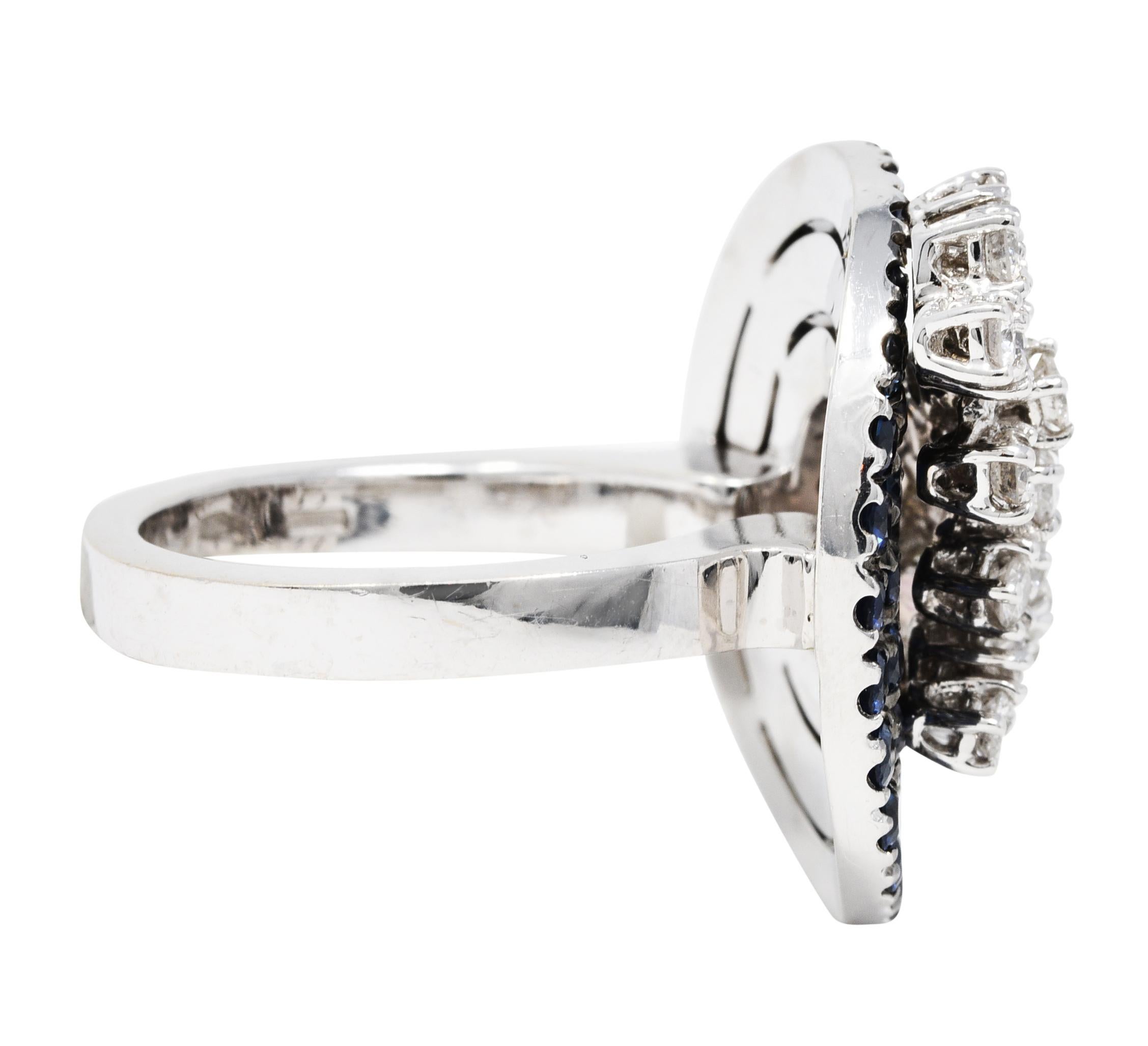 Contemporary Roberta Porrati 3.10 Carats Diamond Sapphire 18 Karat White Gold Ring
