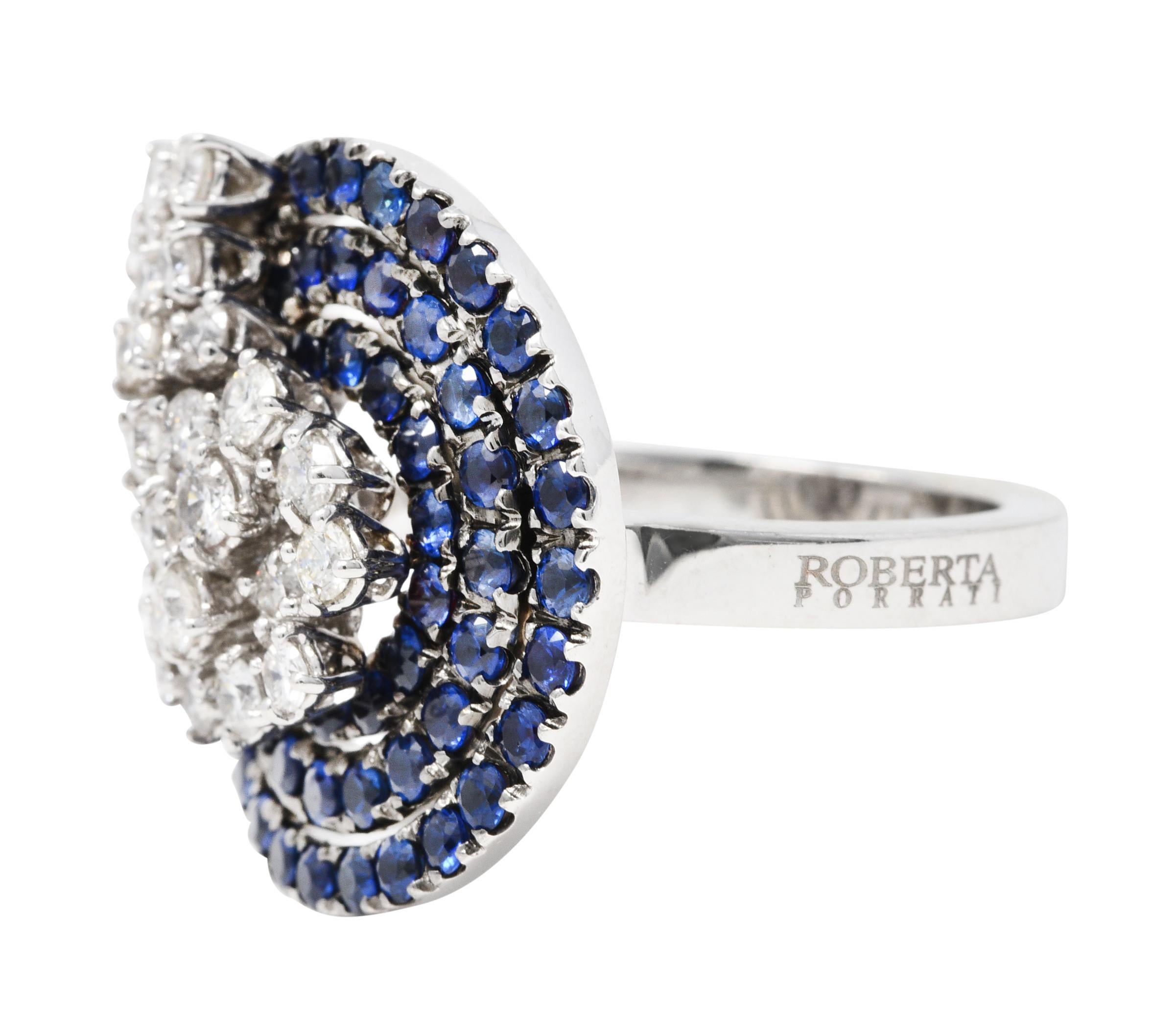 Women's or Men's Roberta Porrati 3.10 Carats Diamond Sapphire 18 Karat White Gold Ring